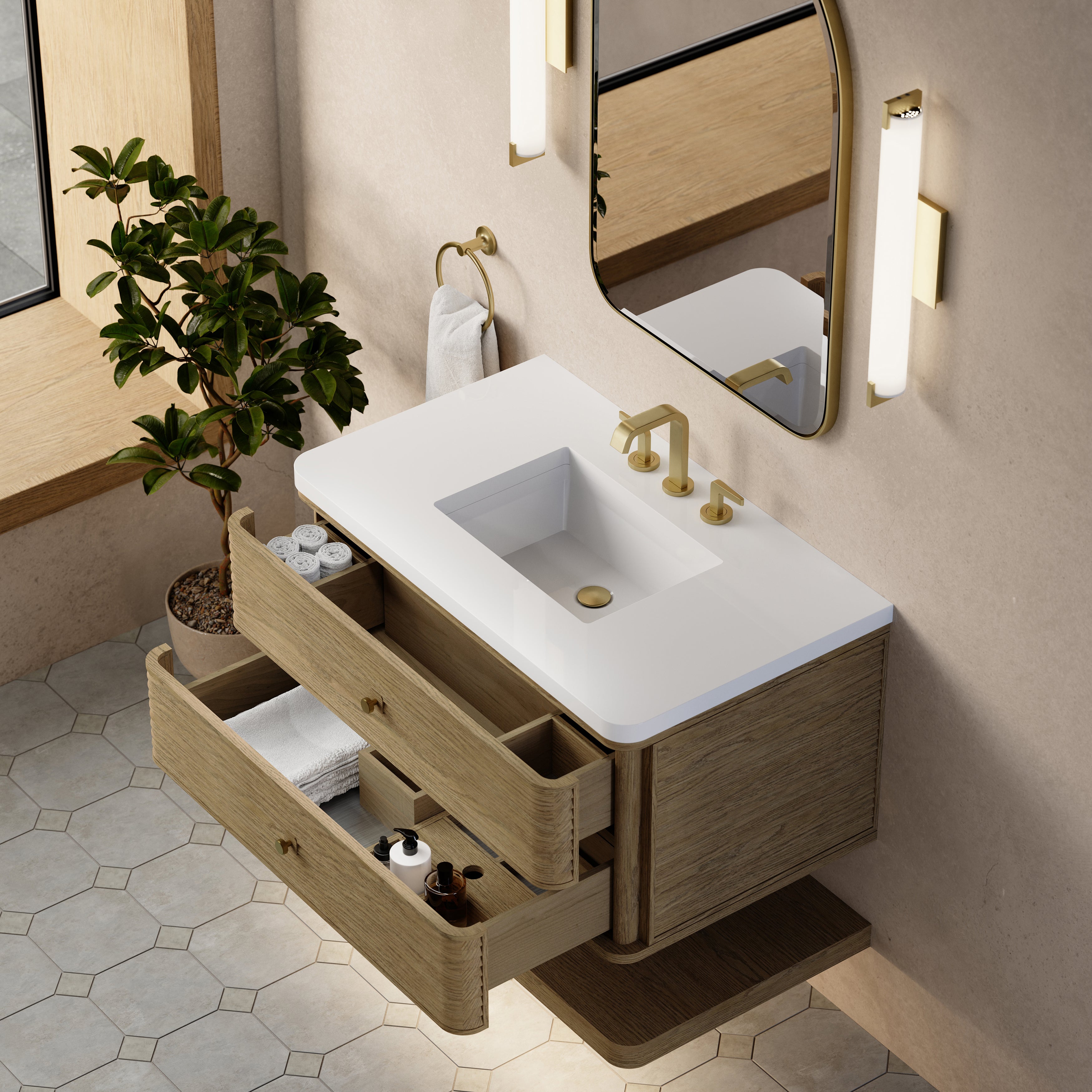 James Martin Allamari 36" Single Vanity in Dune Mist with 3cm Countertop
