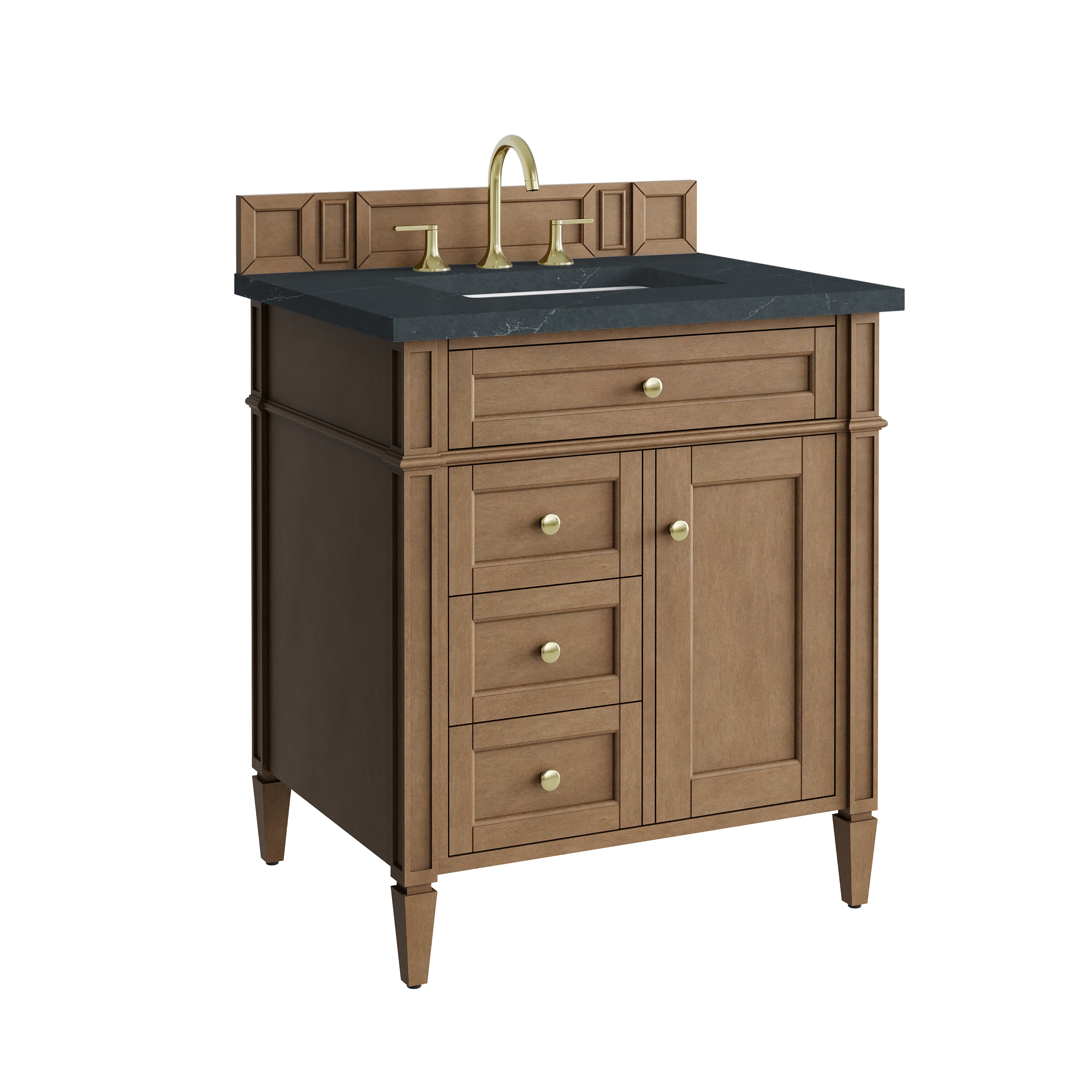 James Martin Brittany 30" Single Vanity in Pecan with 3cm Countertop