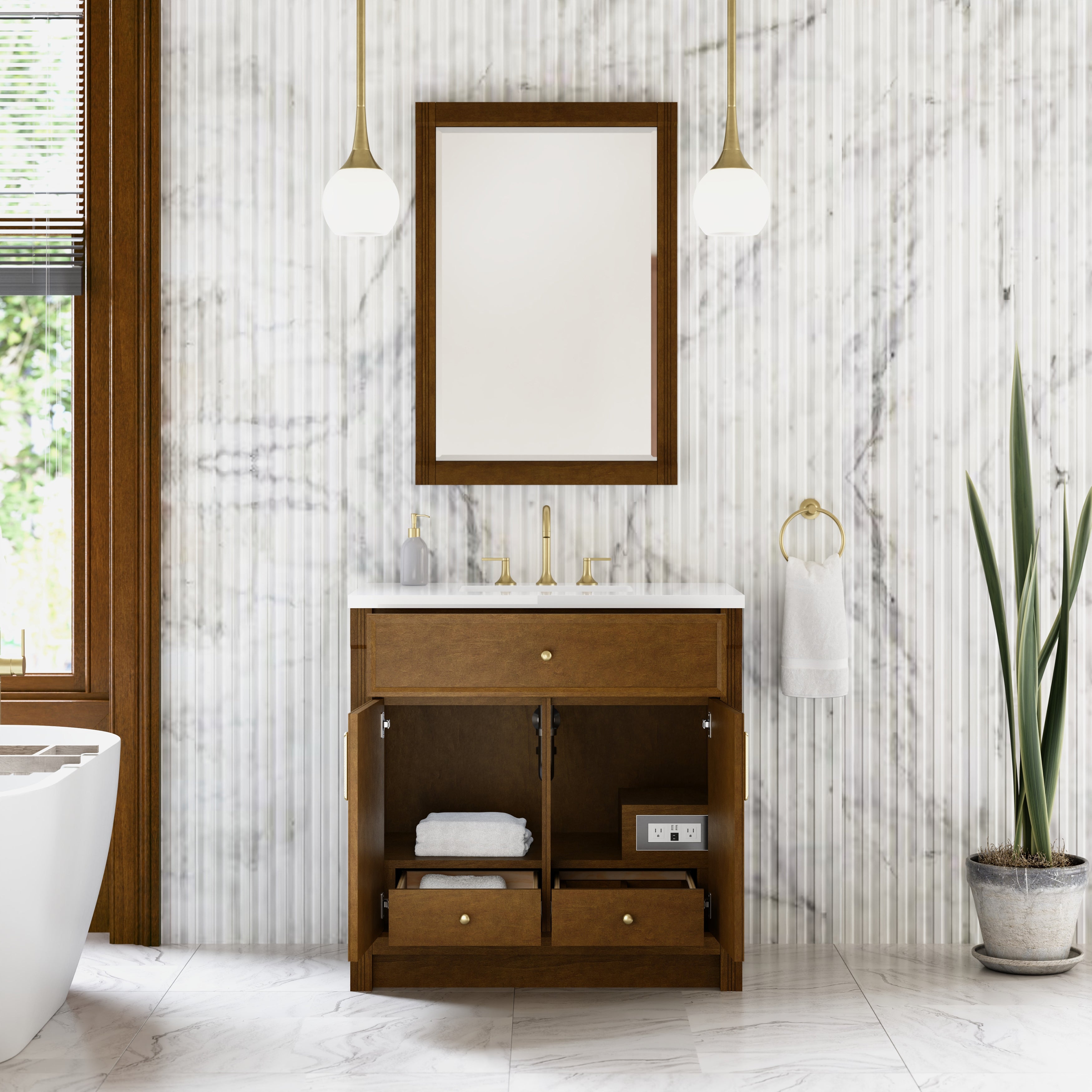 James Martin Bellshire 36" Single Vanity in Honey Oak with 3cm Countertop