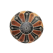 Dual Color Moroccan Leather Ottoman - Arch Design - Black and Tan