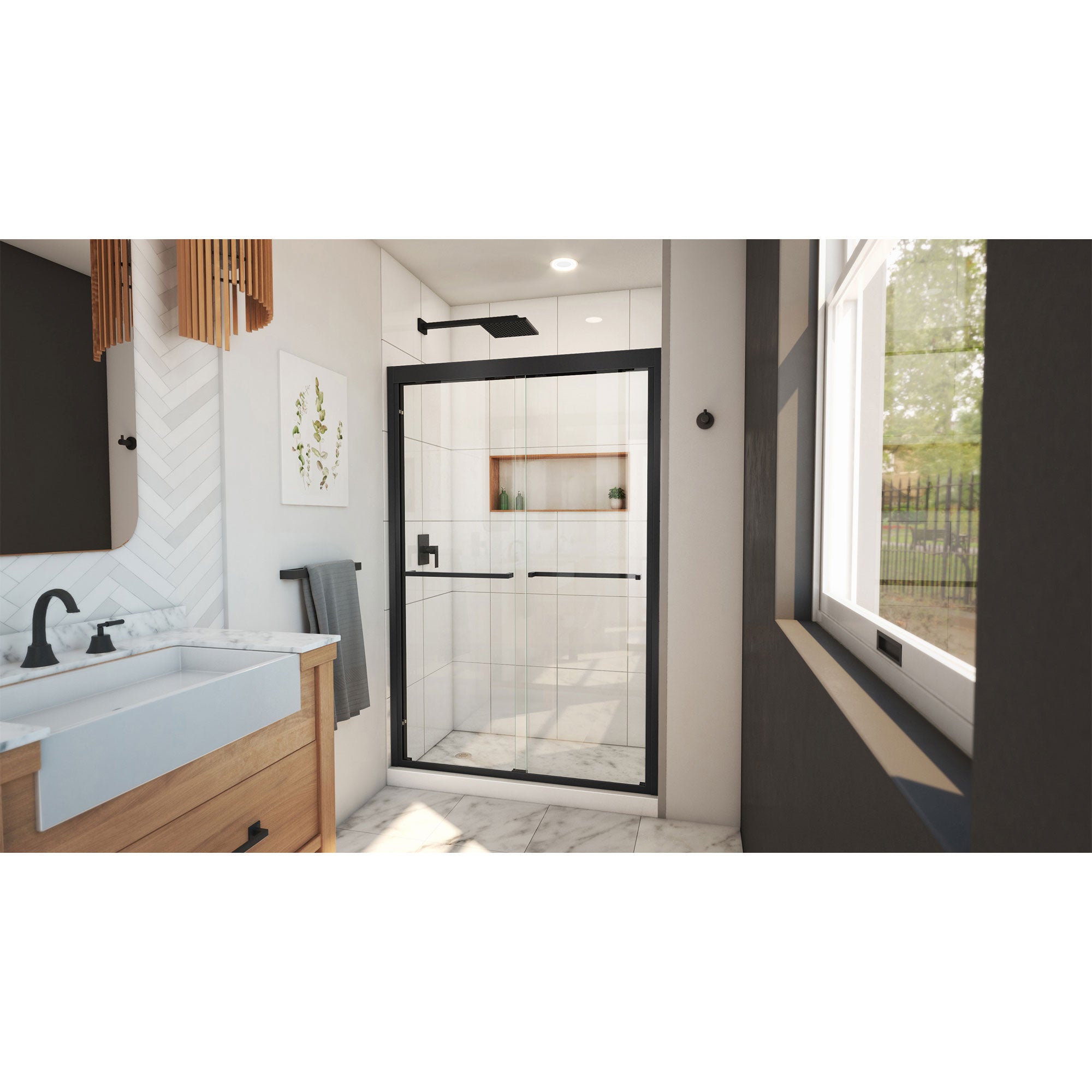 DreamLine Duet Plus 44 - 48 inch W x 72 inch H Semi-Frameless Bypass Shower Door