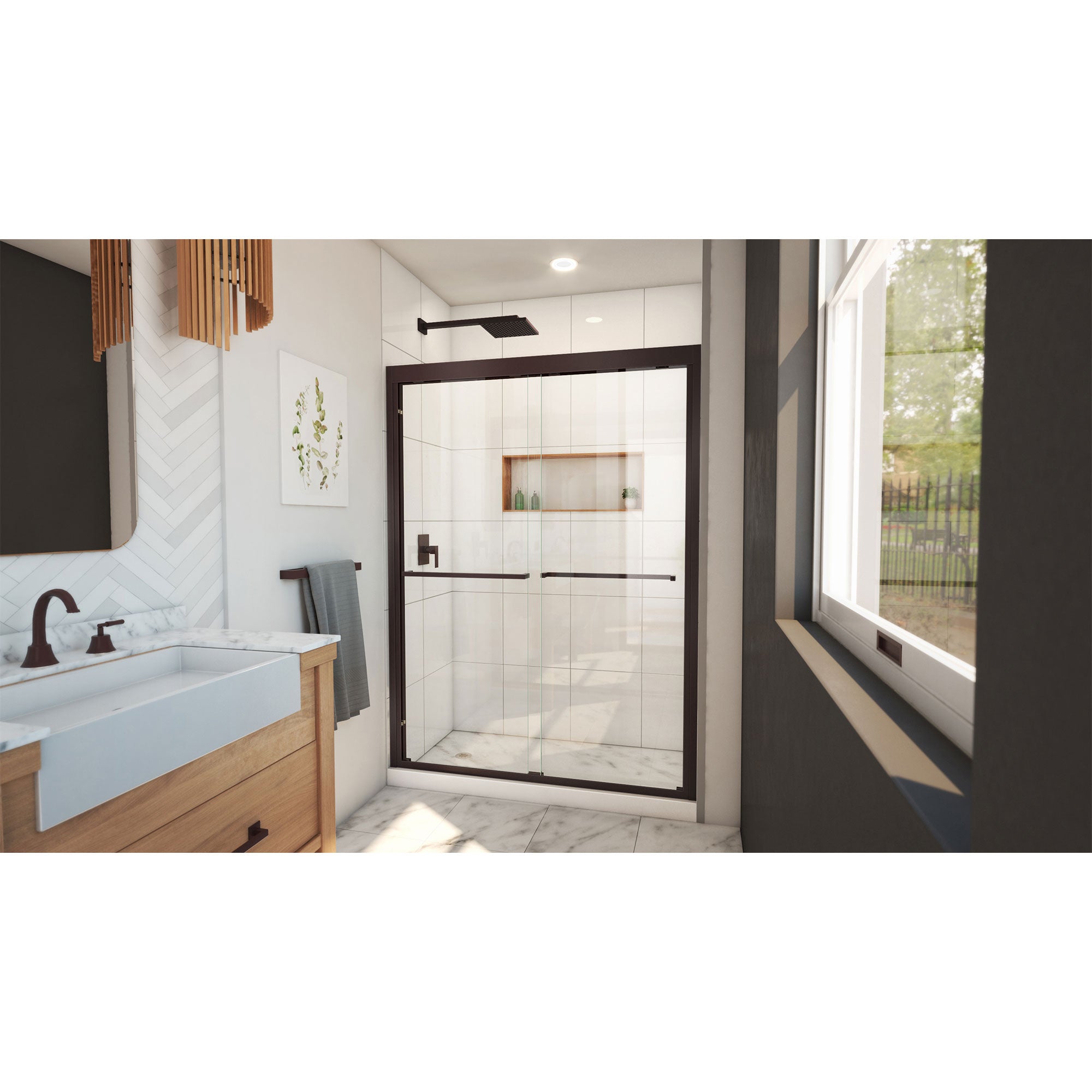 DreamLine Duet Plus 50 - 54 inch W x 72 inch H Semi-Frameless Bypass Shower Door