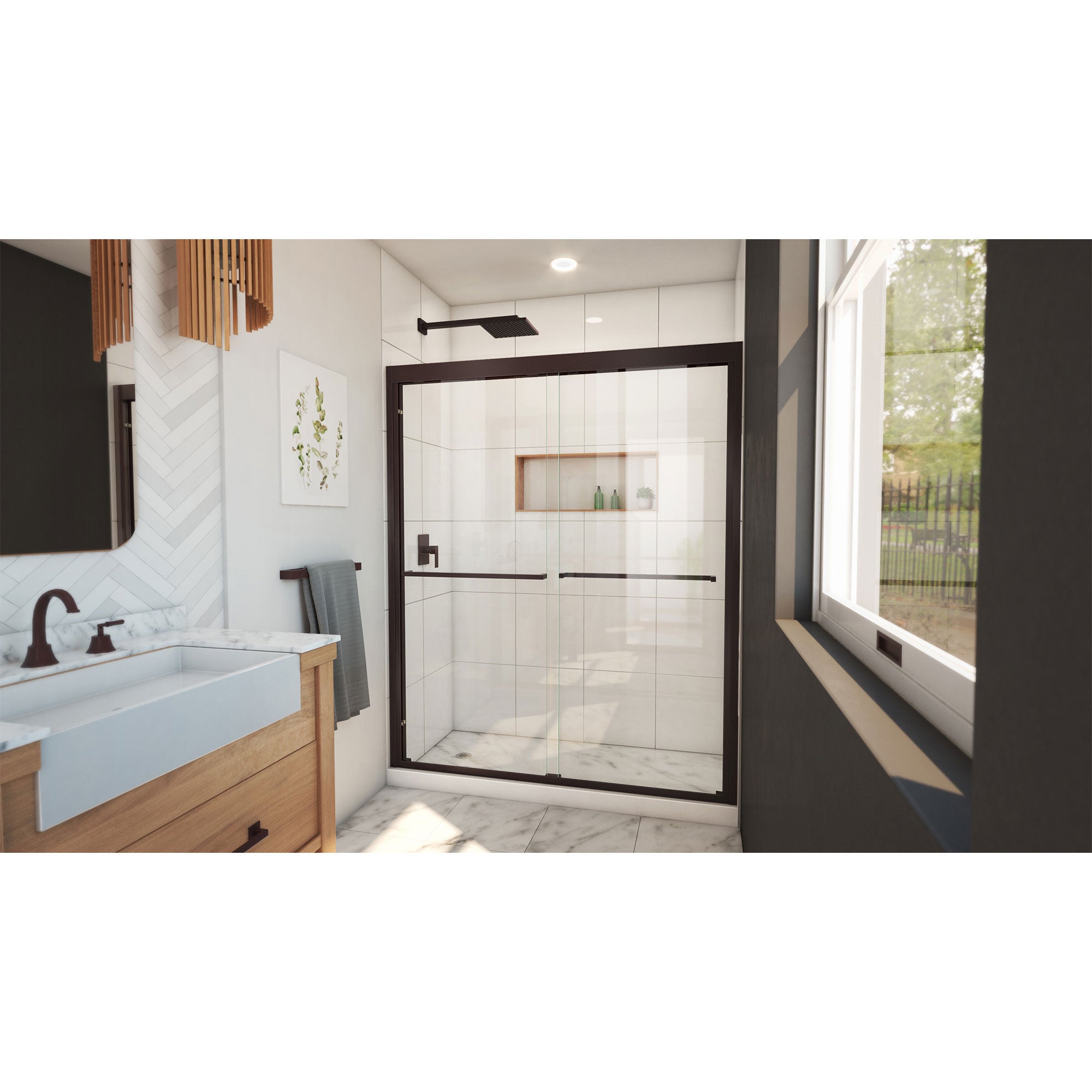 DreamLine Duet Plus 56 - 60 inch W x 72 inch H Semi-Frameless Bypass Shower Door