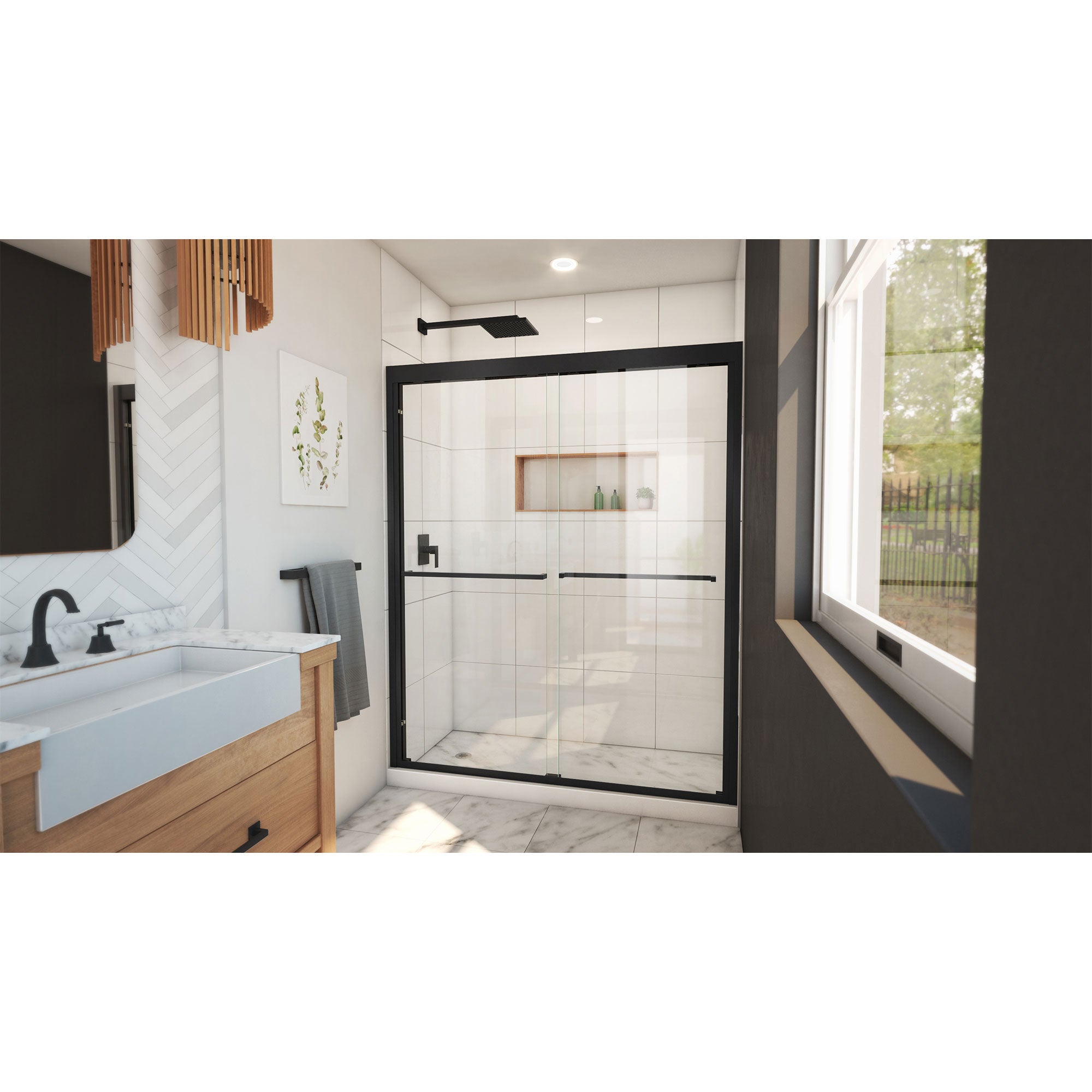 DreamLine Duet Plus 56 - 60 inch W x 72 inch H Semi-Frameless Bypass Shower Door
