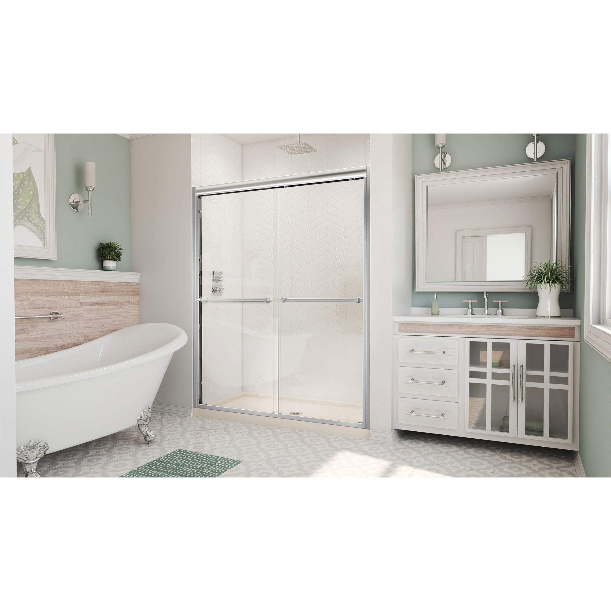 DreamLine Duet 30" D x 60" W Shower Door and Base