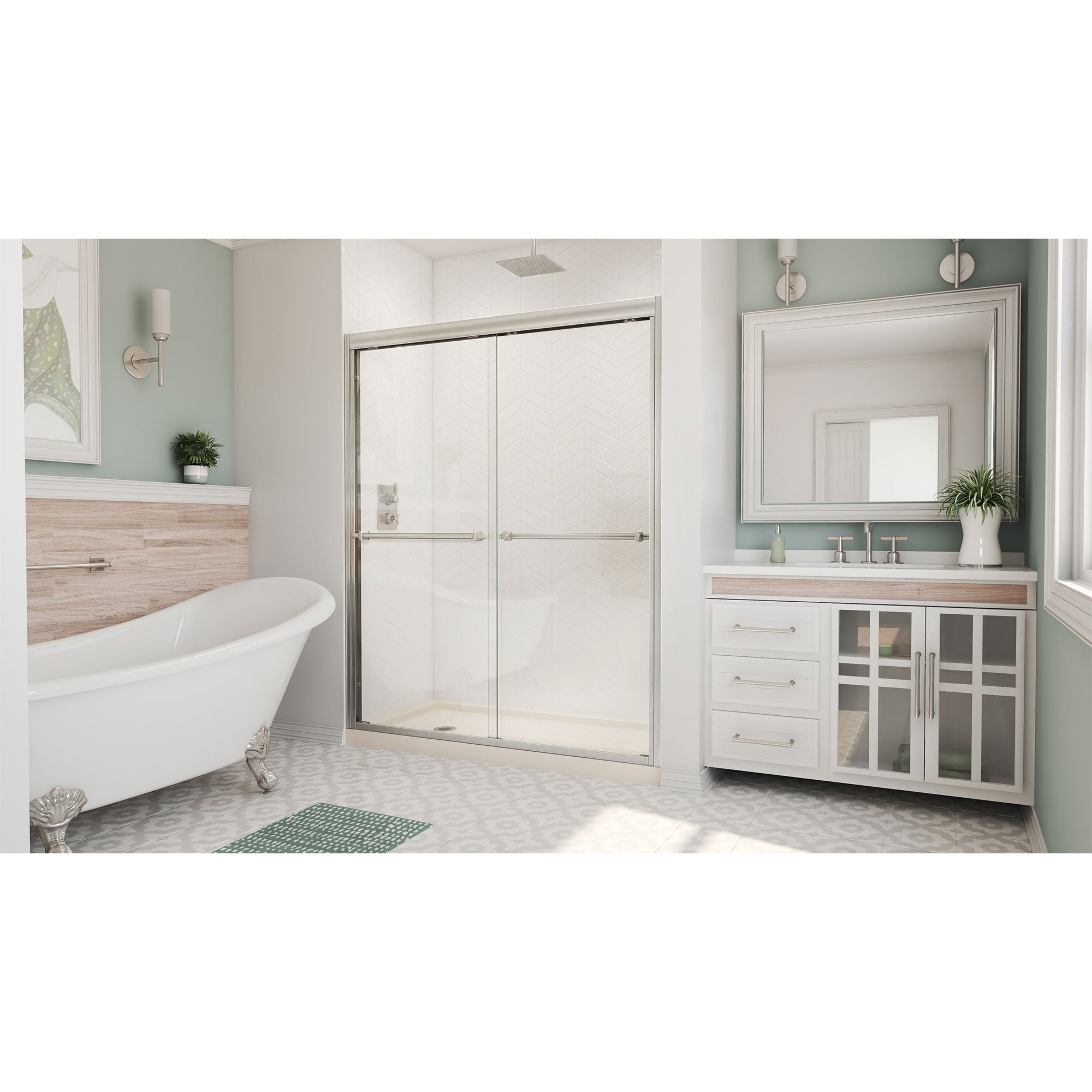 DreamLine Duet 30" D x 60" W Shower Door and Base