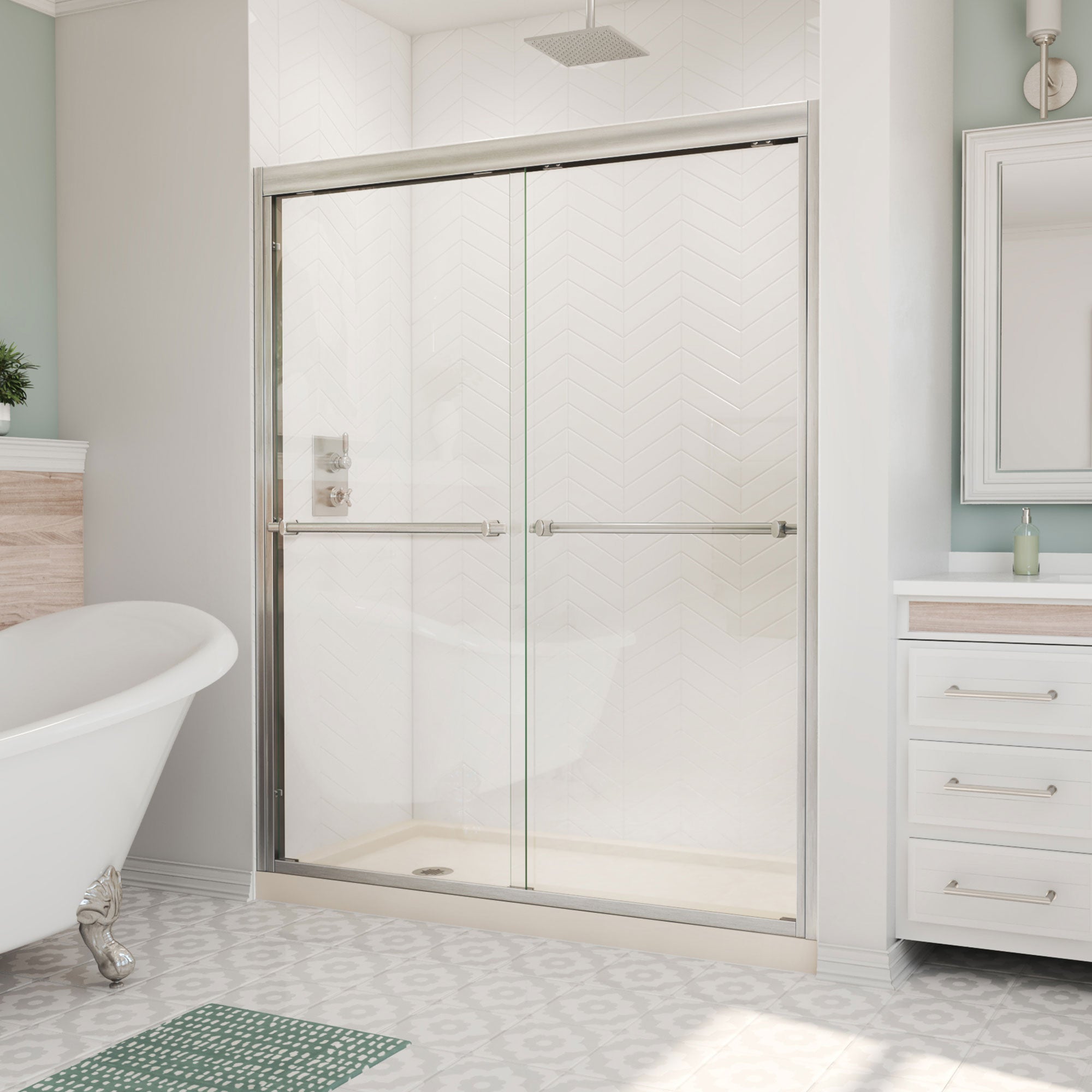 DreamLine Duet 30" D x 60" W Shower Door and Base