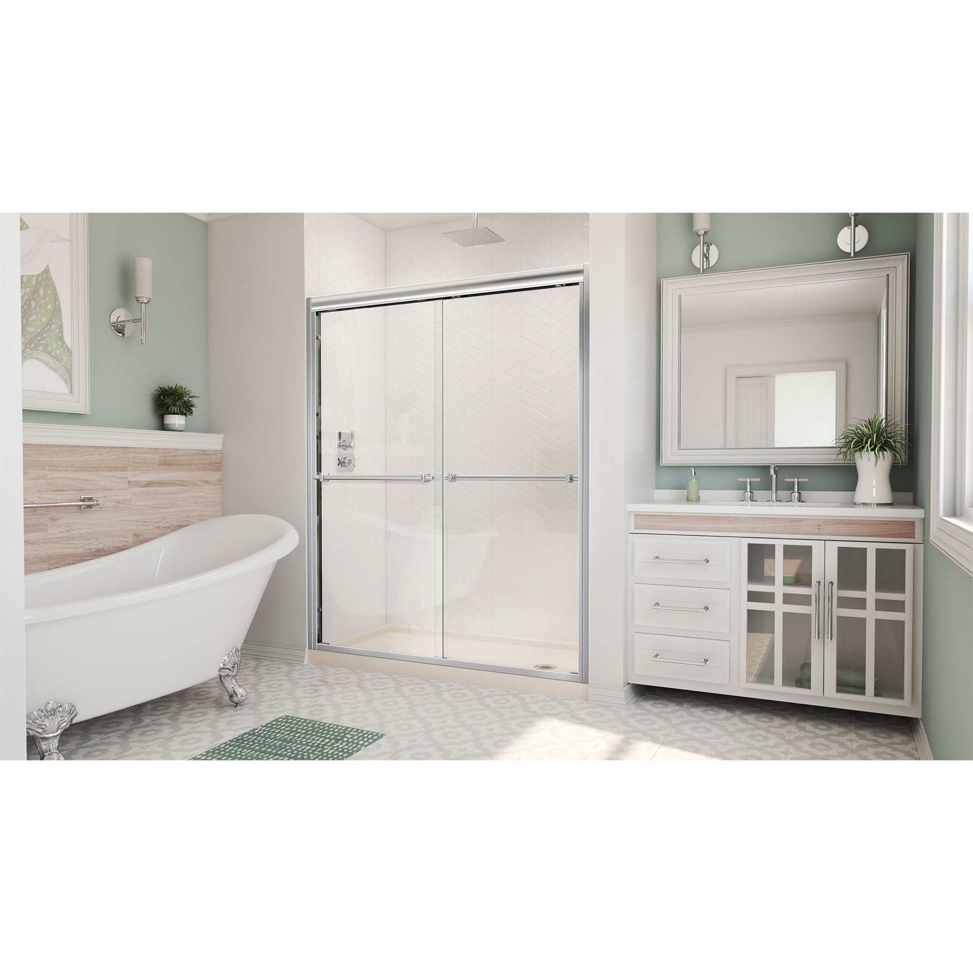 DreamLine Duet 36" D x 48" W Shower Door and Base