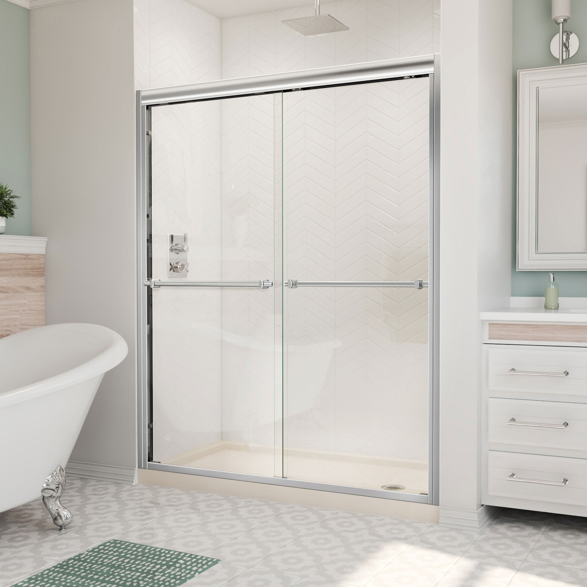 DreamLine Duet 36" D x 48" W Shower Door and Base