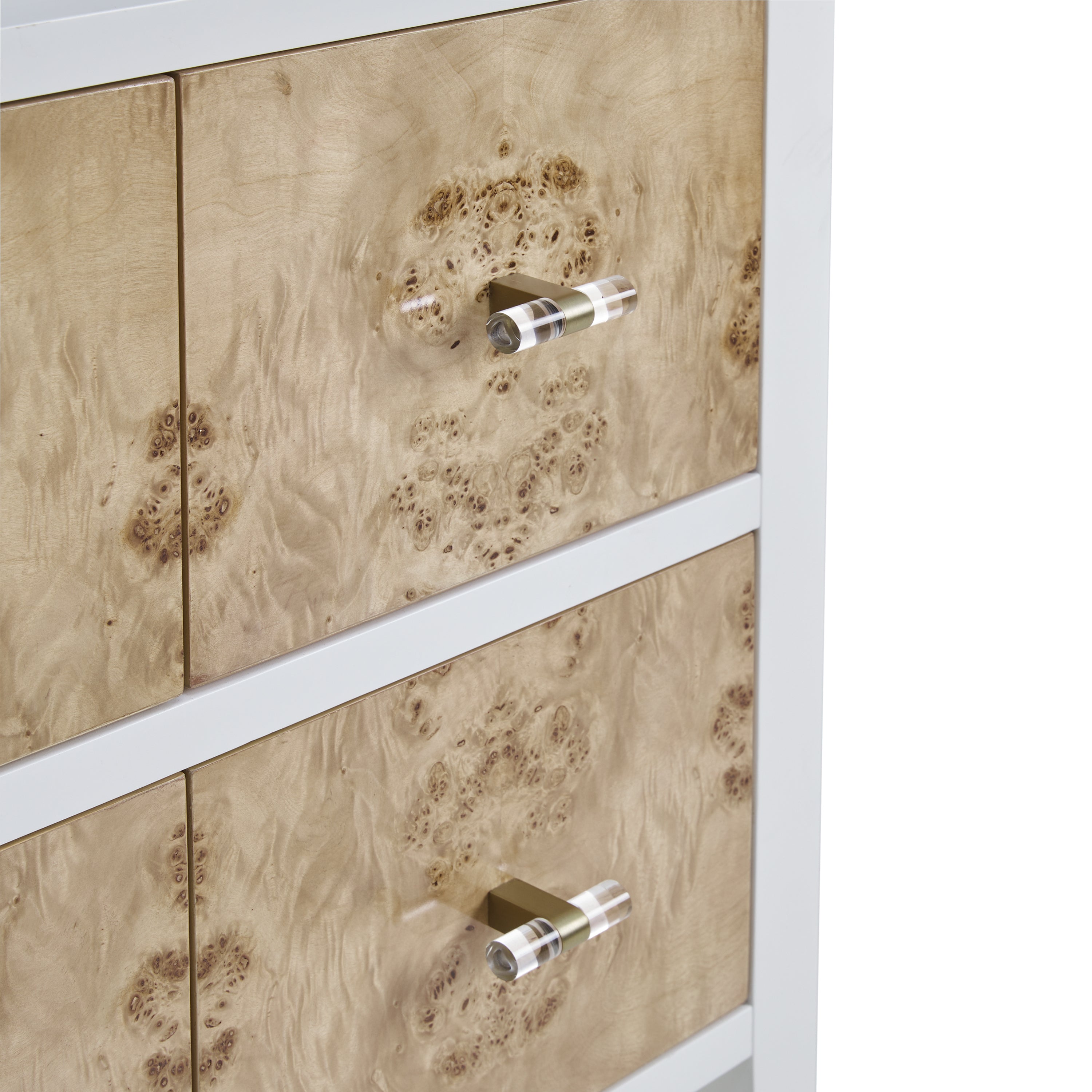James Martin Olena 48" Single Vanity in Light Mappa Burl and Polished White with 3cm Countertop
