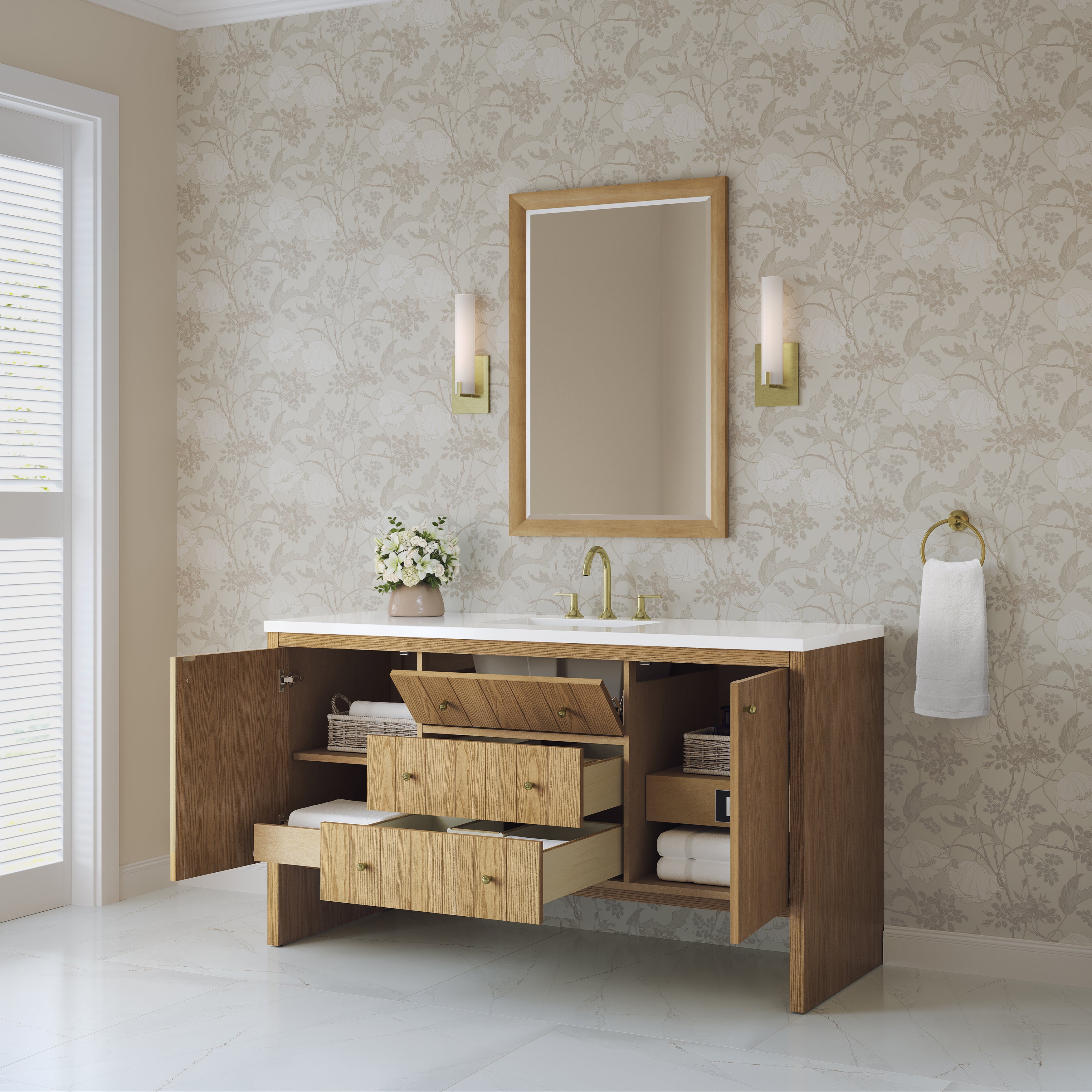James Martin Hudson 60" Single Vanity in Light Natural Oak with 3cm Countertop