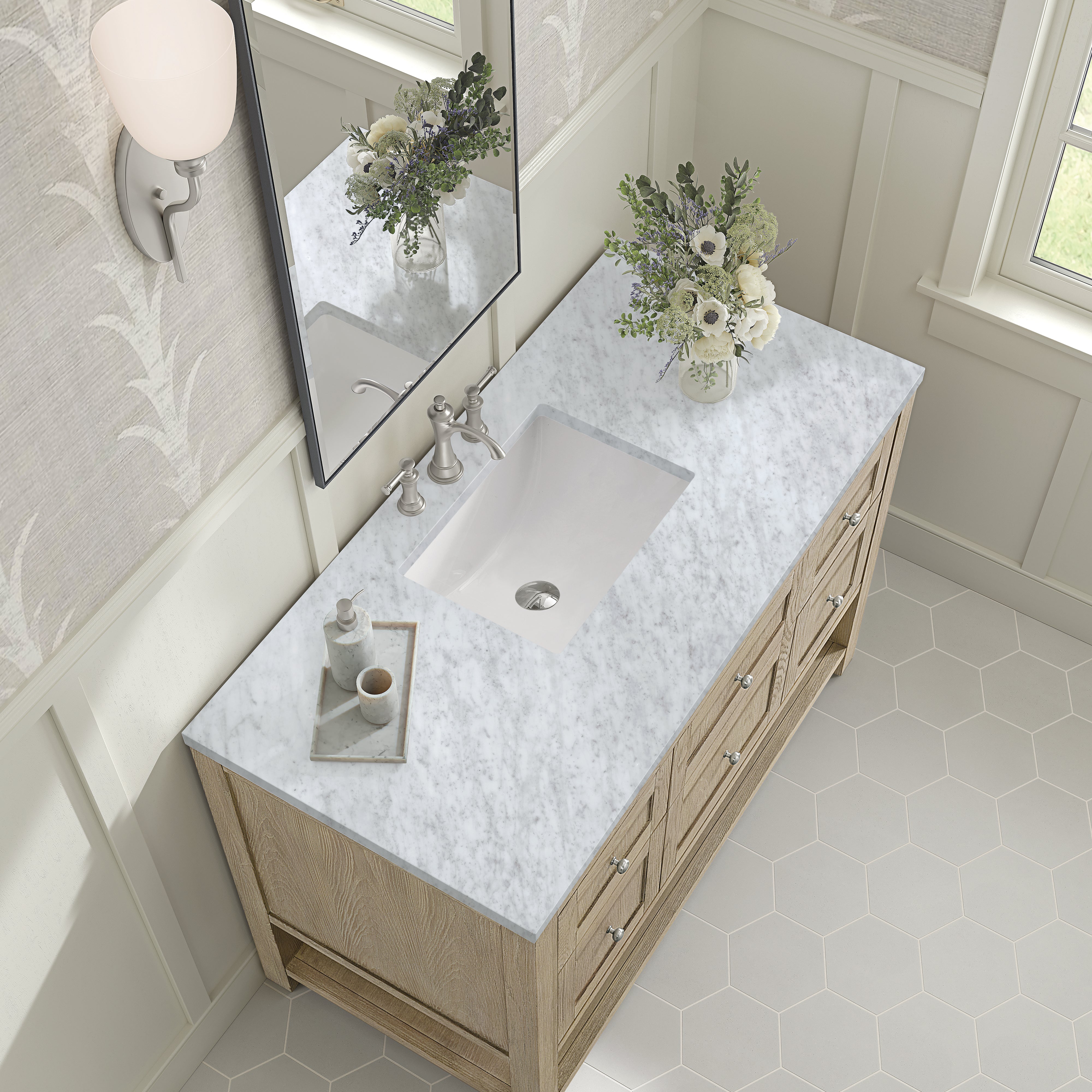 James Martin Breckenridge 48" Single Vanity in Whitewashed Oak with 3cm Countertop