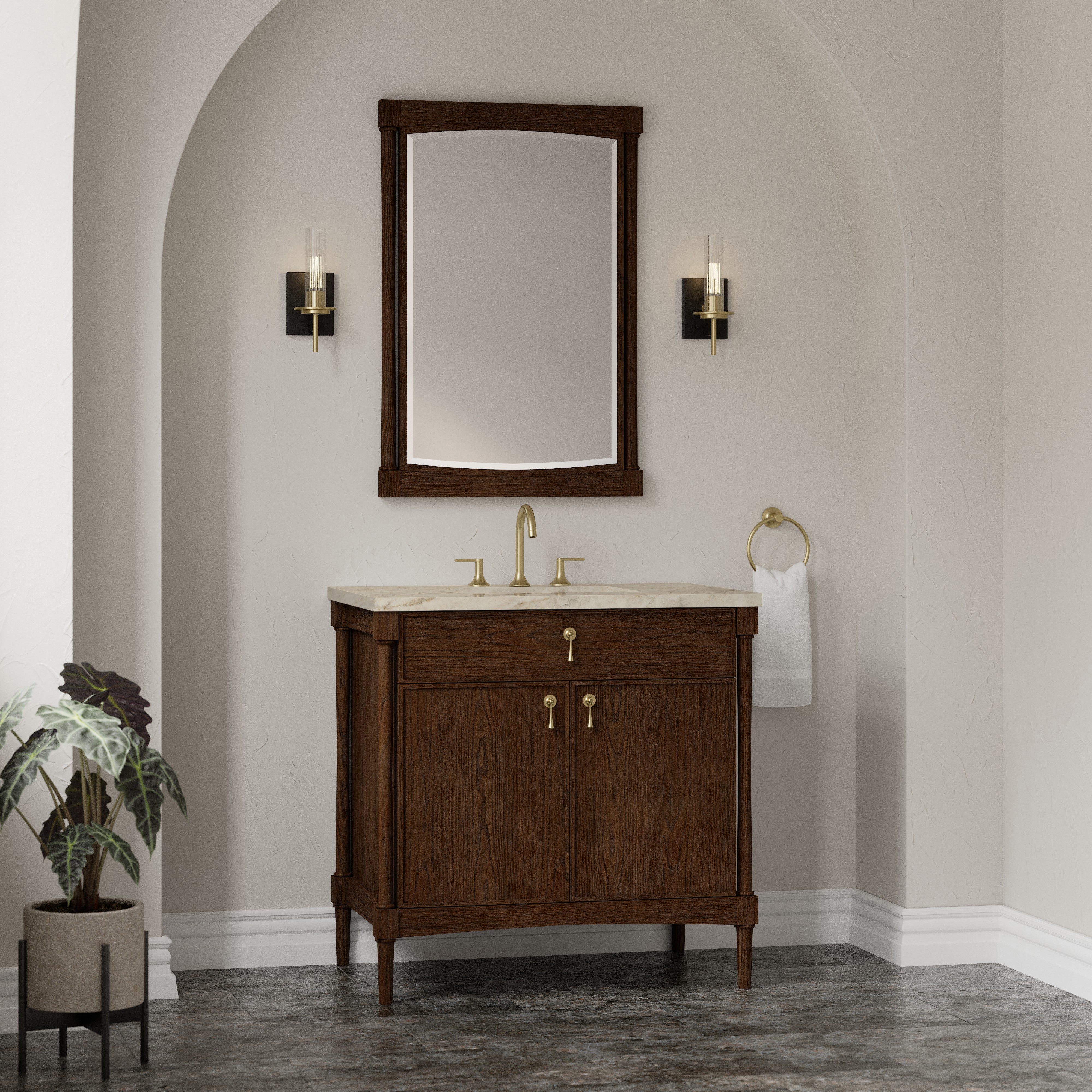 James Martin Kinnsden 36" Single Vanity in Sable Oak with 3cm Countertop