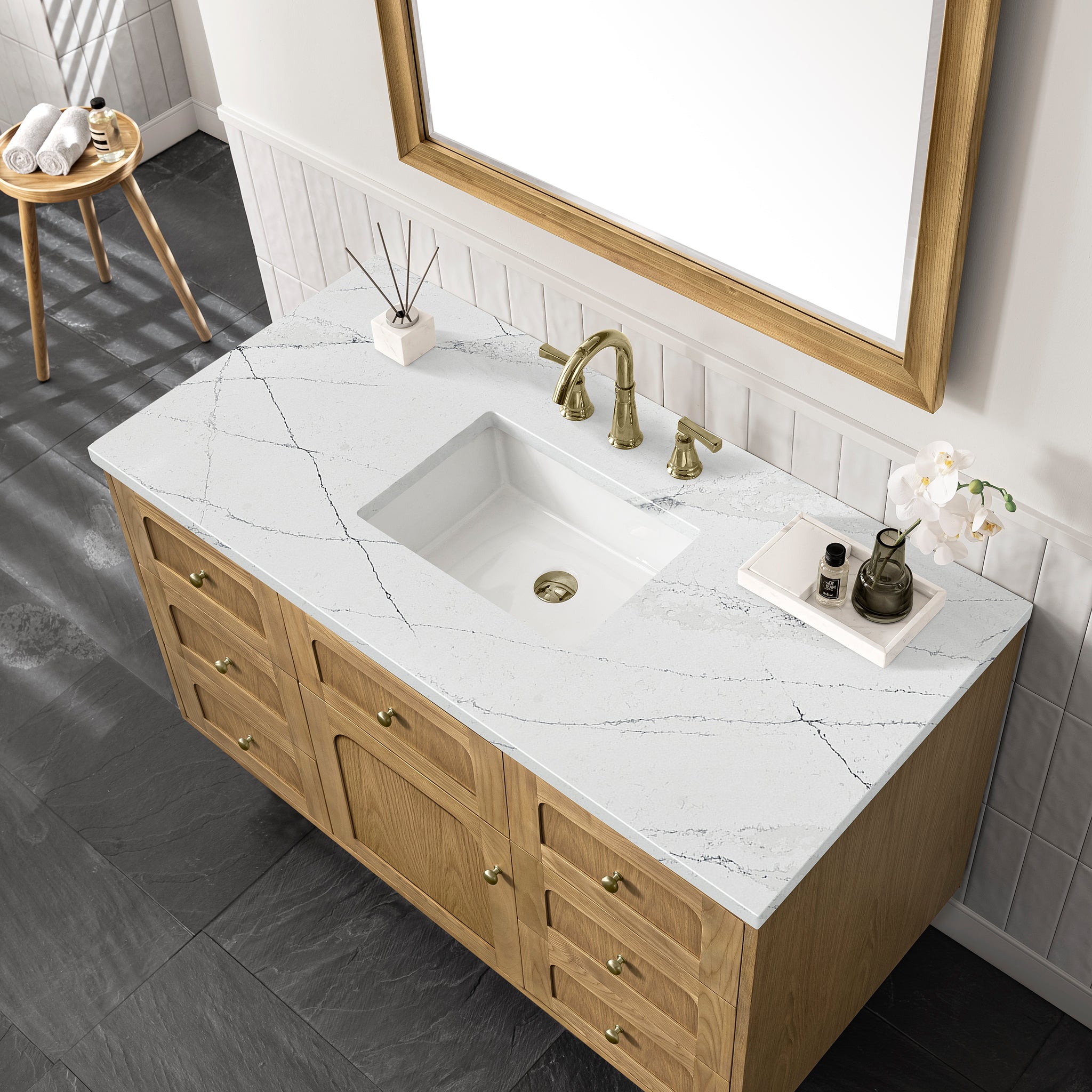 James Martin Laurent 48" Single Vanity in Light Natural Oak with 3cm Countertop