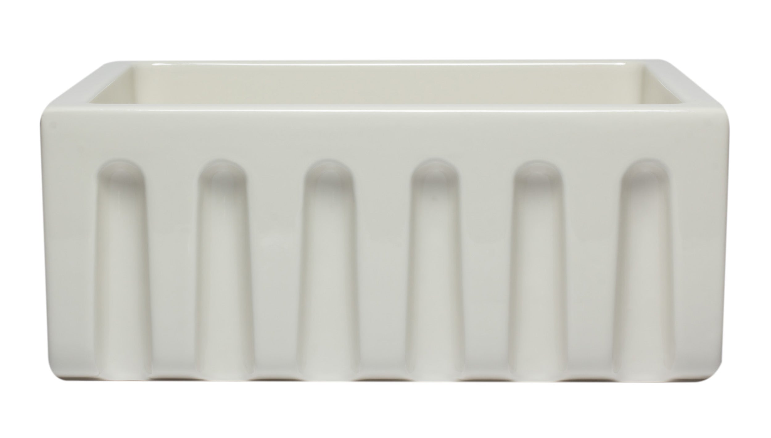 ALFI brand AB2418HS 24" Reversible Smooth / Fluted Single Bowl Fireclay Farm Sink – Biscuit, Black Gloss, Black Matte, White