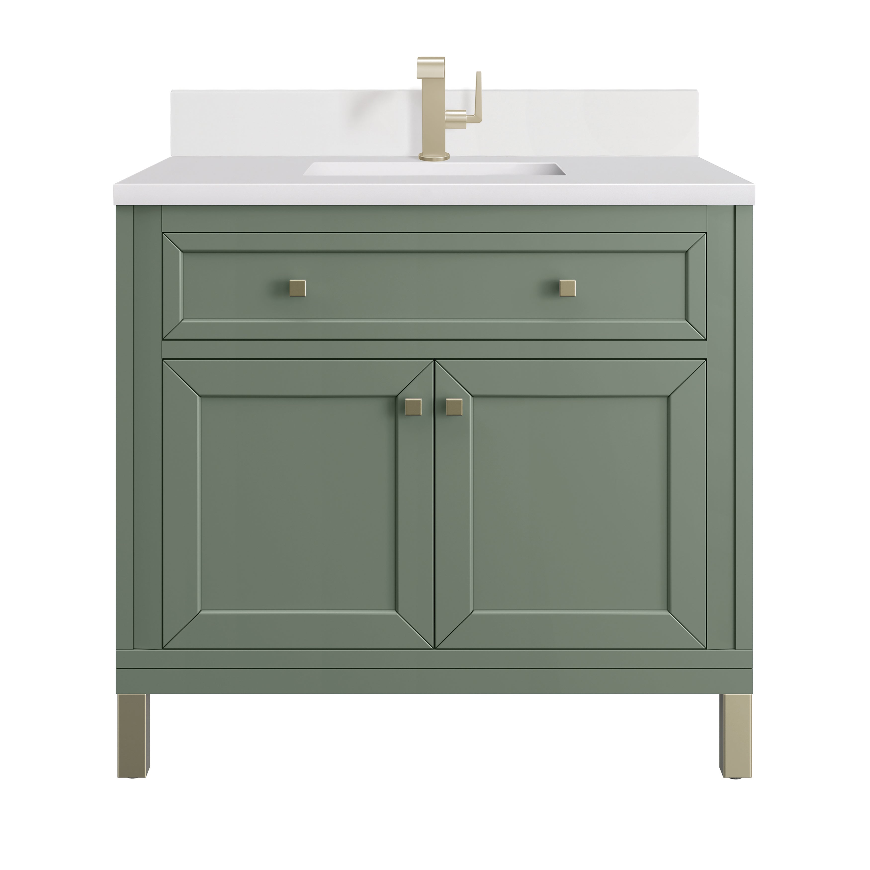 James Martin Chicago 36" Single Vanity in Smokey Celadon with 3cm Countertop