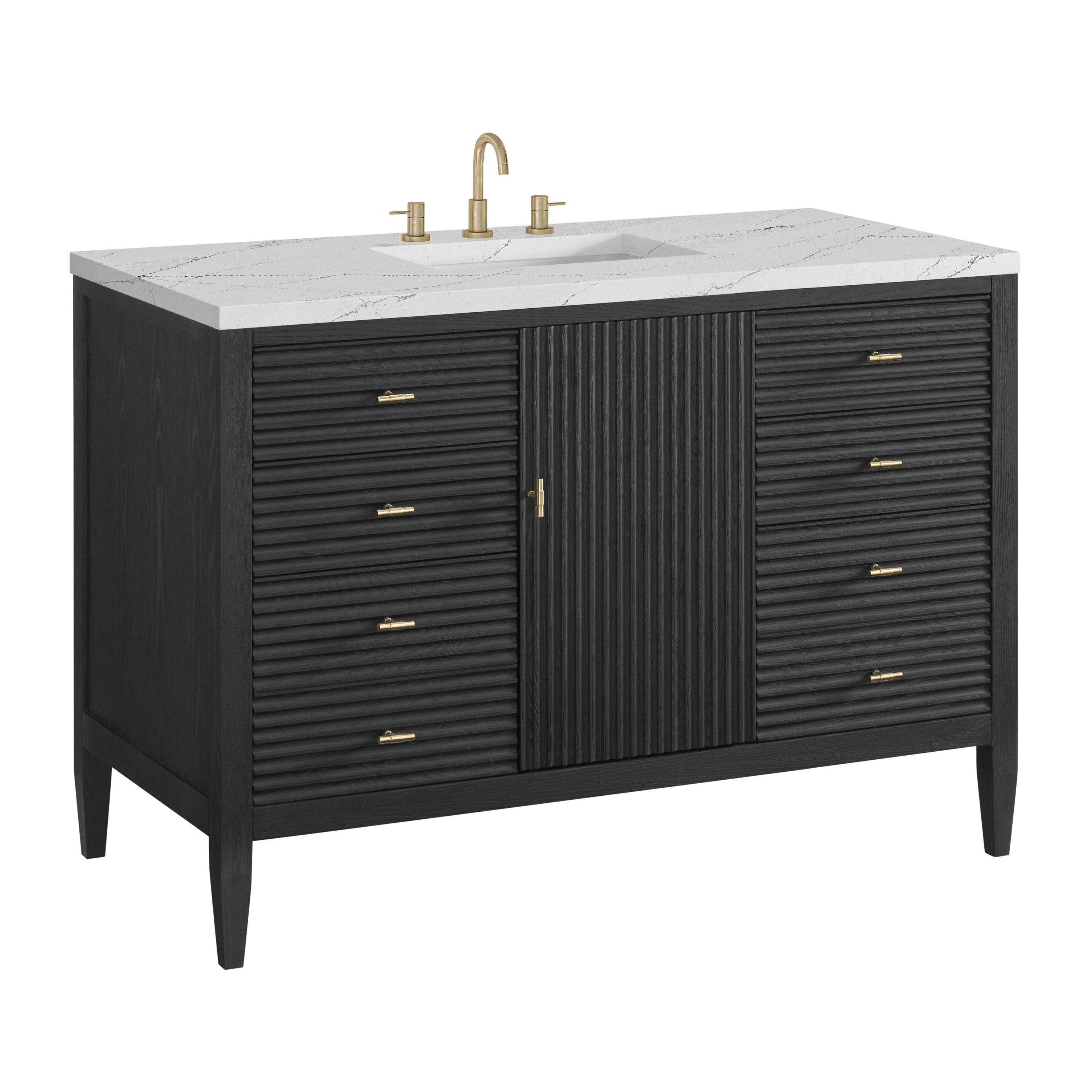 James Martin Myrrin 48" Single Vanity in Carbon Oak with 3cm Countertop and FreePower Wireless Charger