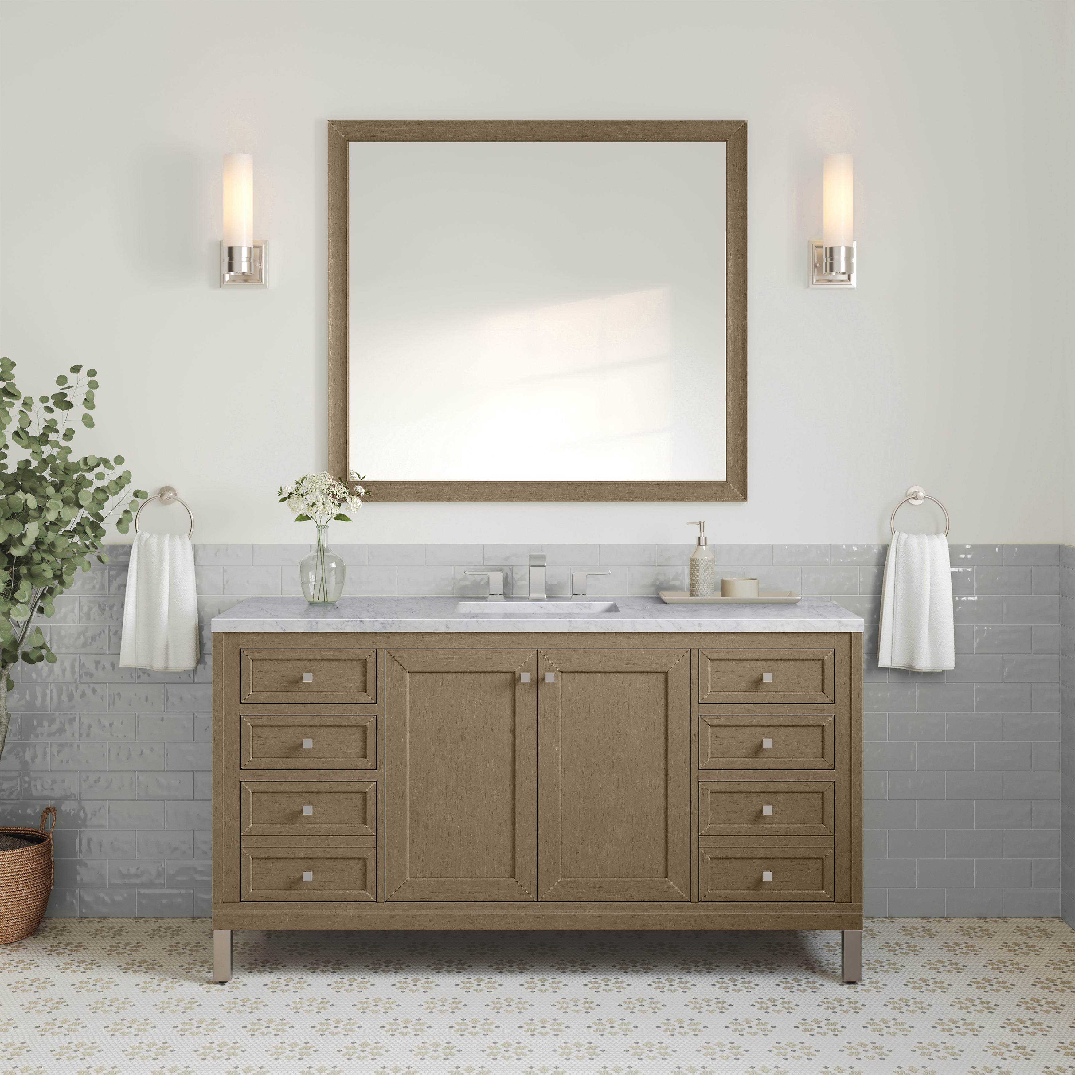 James Martin Chicago 60" Single Vanity in Walnut Whisper with 3cm Countertop