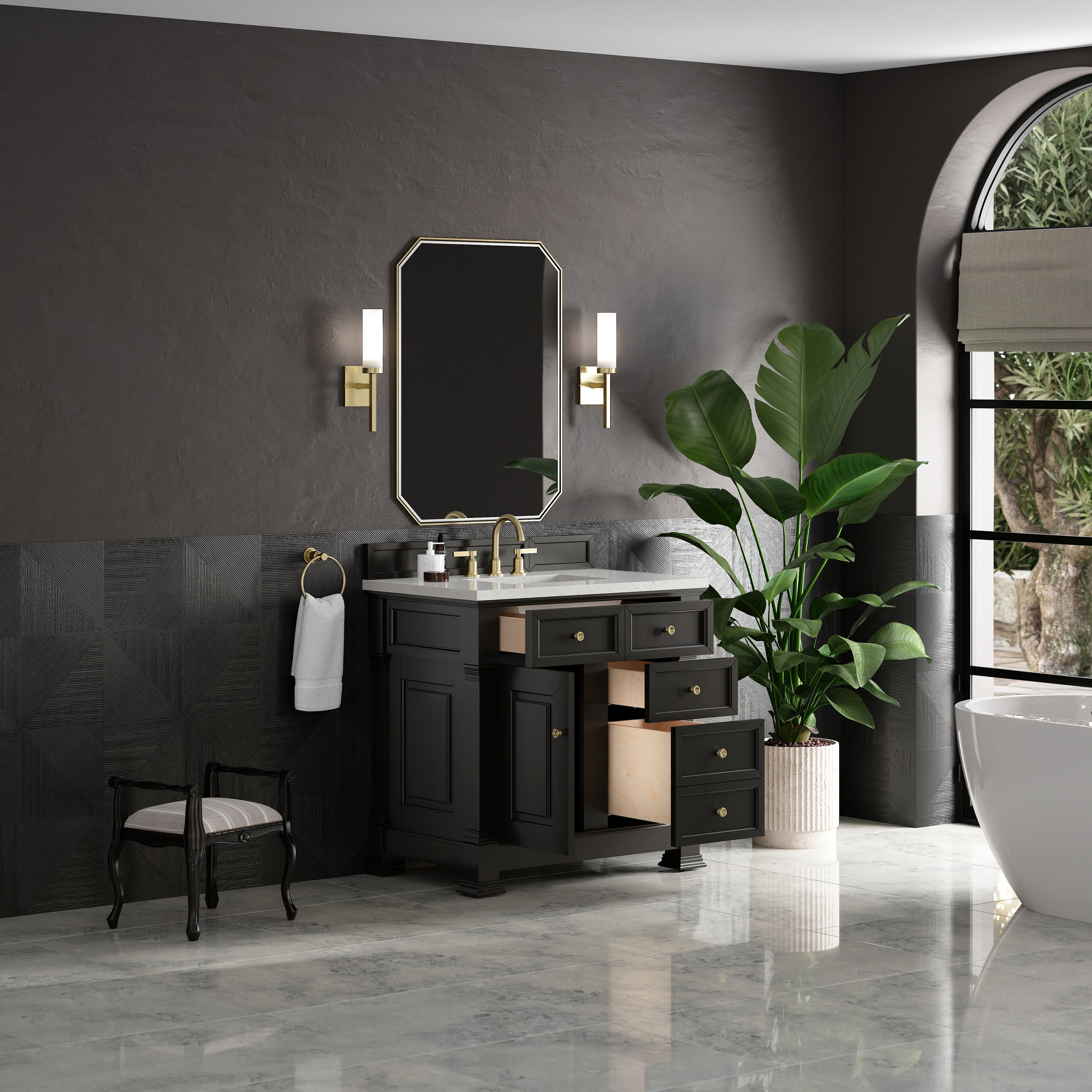 James Martin Brookfield 36" Single Vanity in Black Onyx with 3cm Countertop