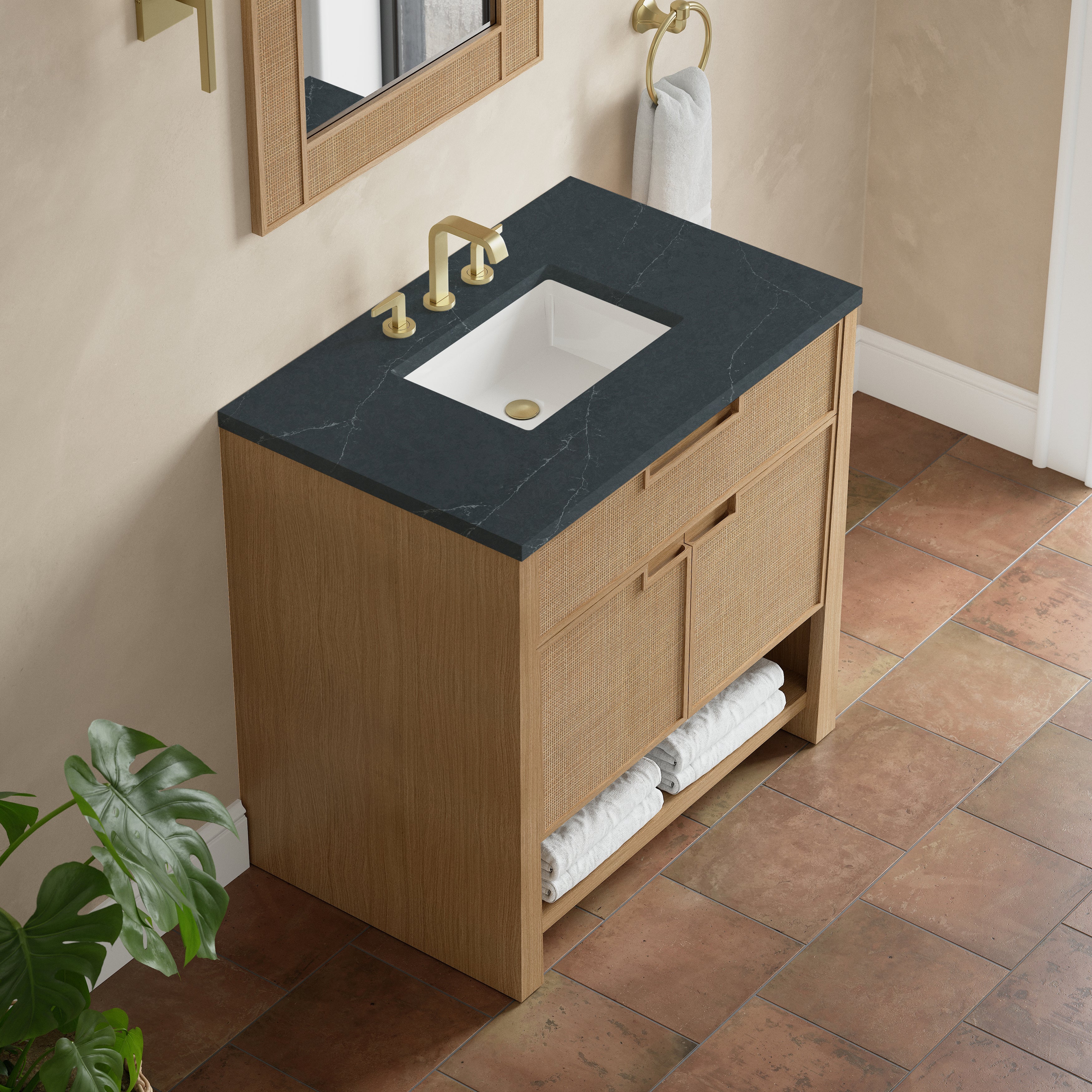 James Martin Solene 36" Single Vanity in Seaside Oak with 3cm Countertop