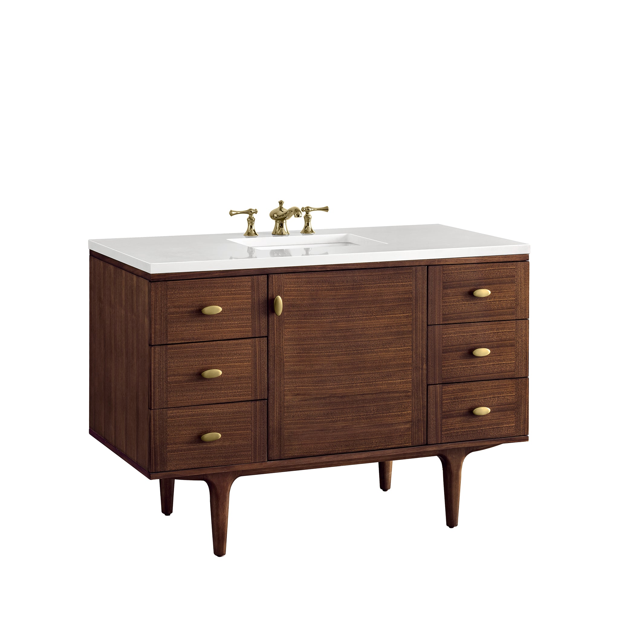 James Martin Amberly 48" Single Vanity in Mid-Century Walnut with 3cm Countertop