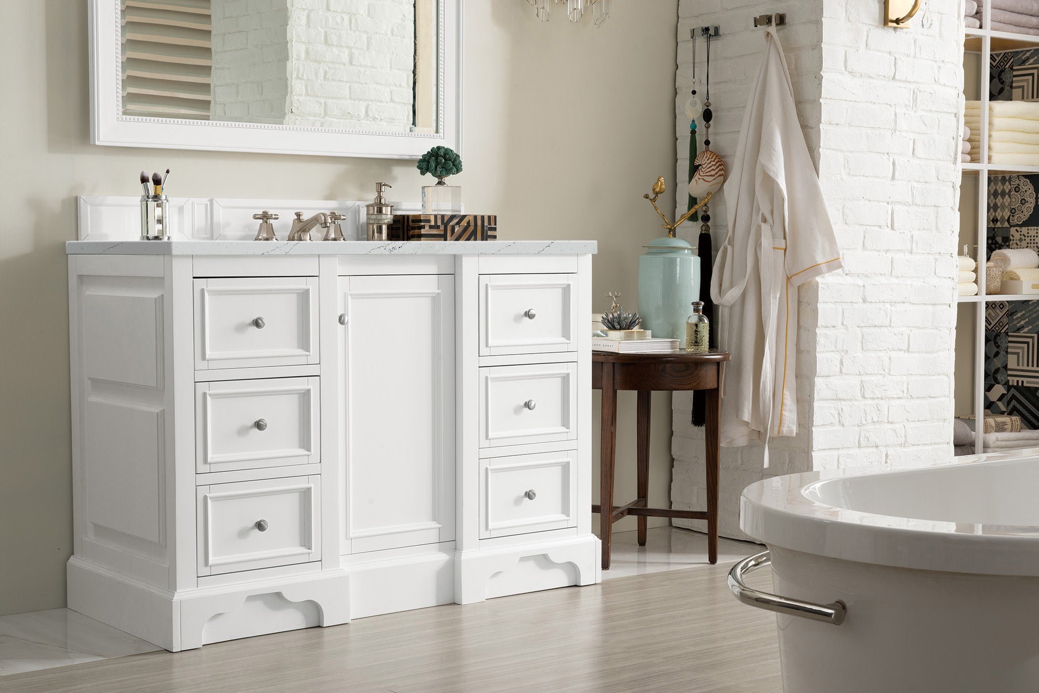 James Martin De Soto 48" Single Vanity in Bright White with 3cm Countertop