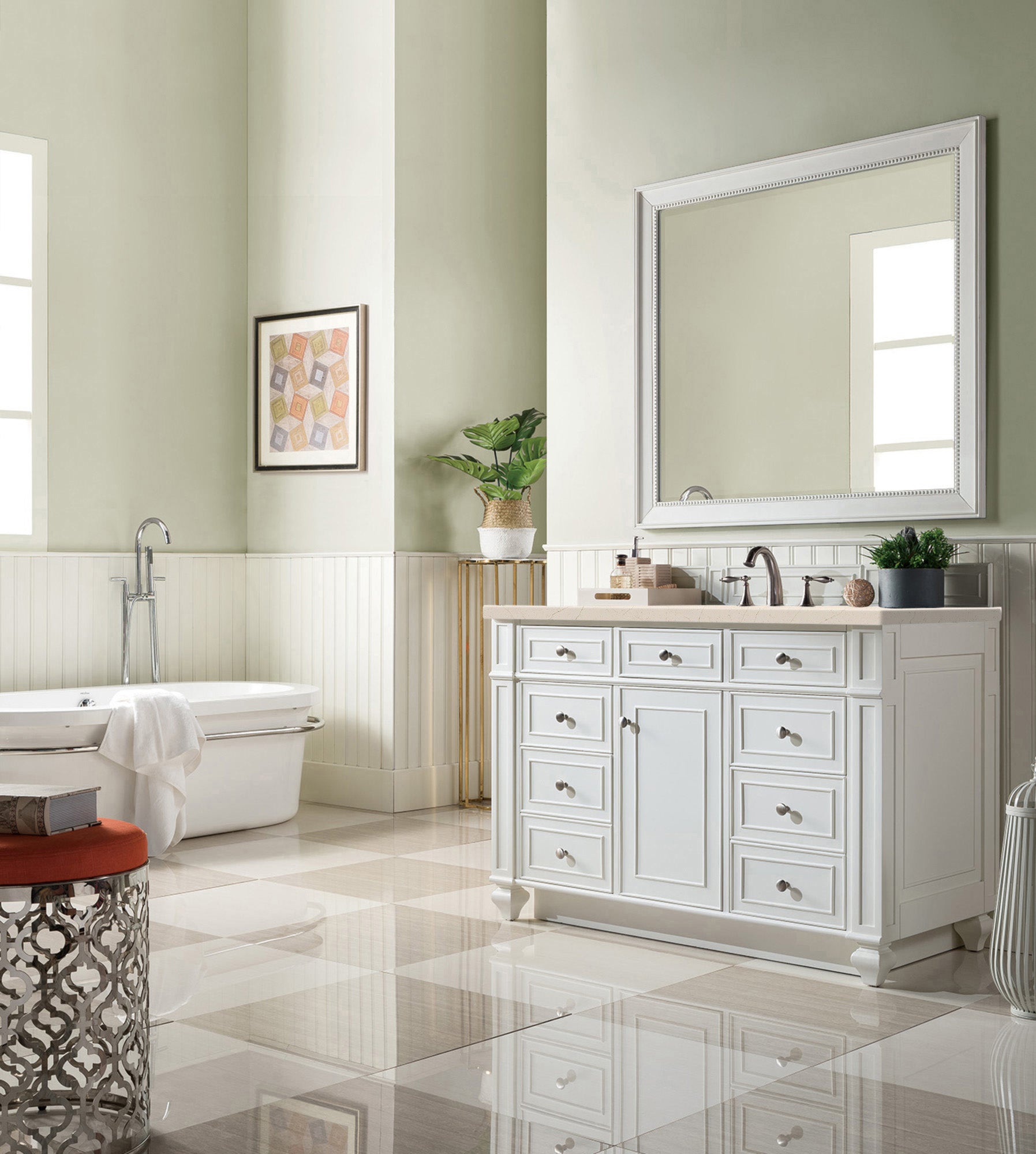 James Martin Bristol 48" Single Vanity in Bright White with 3cm Countertop