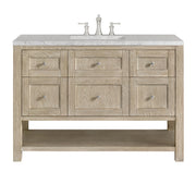 James Martin Breckenridge 48" Single Vanity in Whitewashed Oak with 3cm Countertop and FreePower Wireless Charger