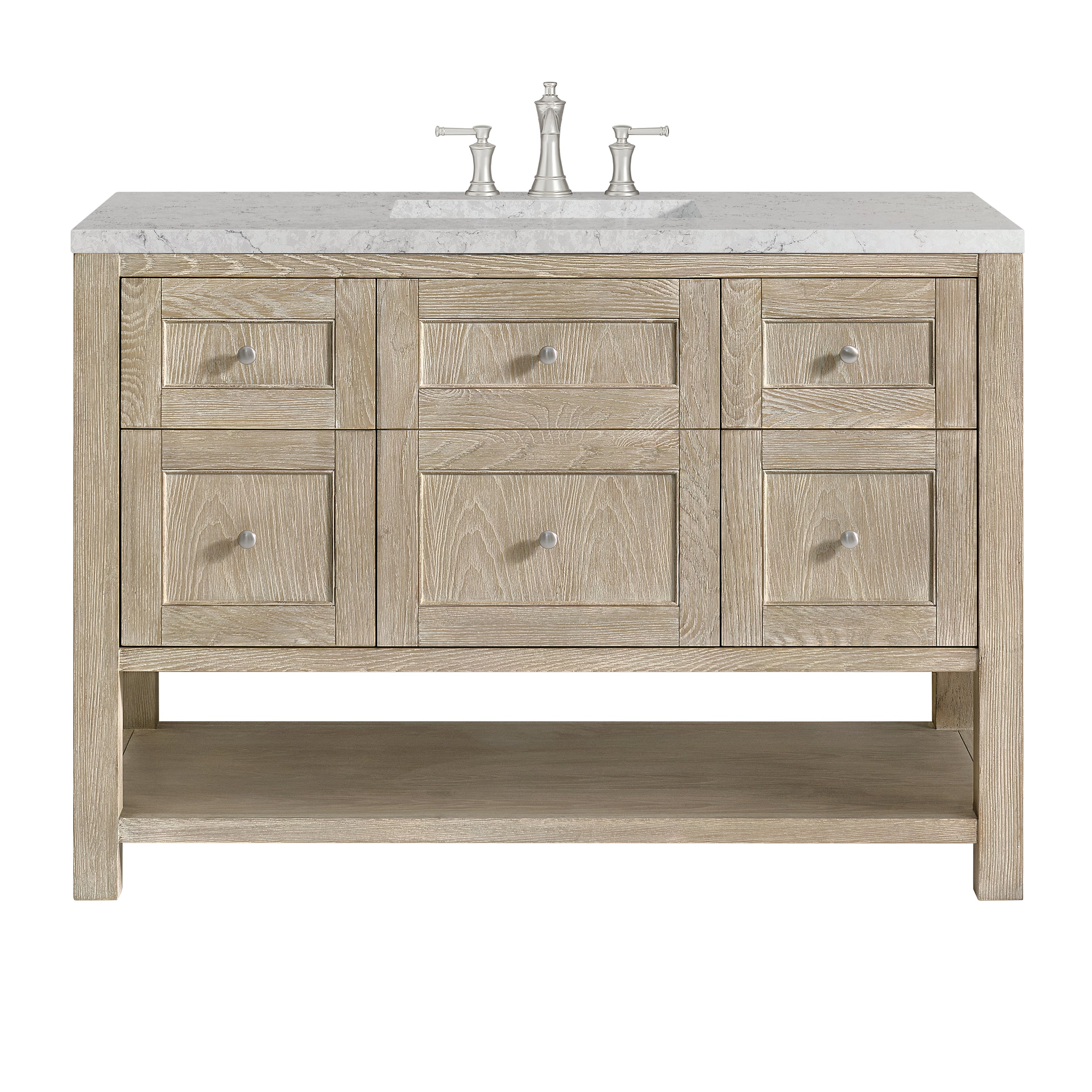 James Martin Breckenridge 48" Single Vanity in Whitewashed Oak with 3cm Countertop and FreePower Wireless Charger