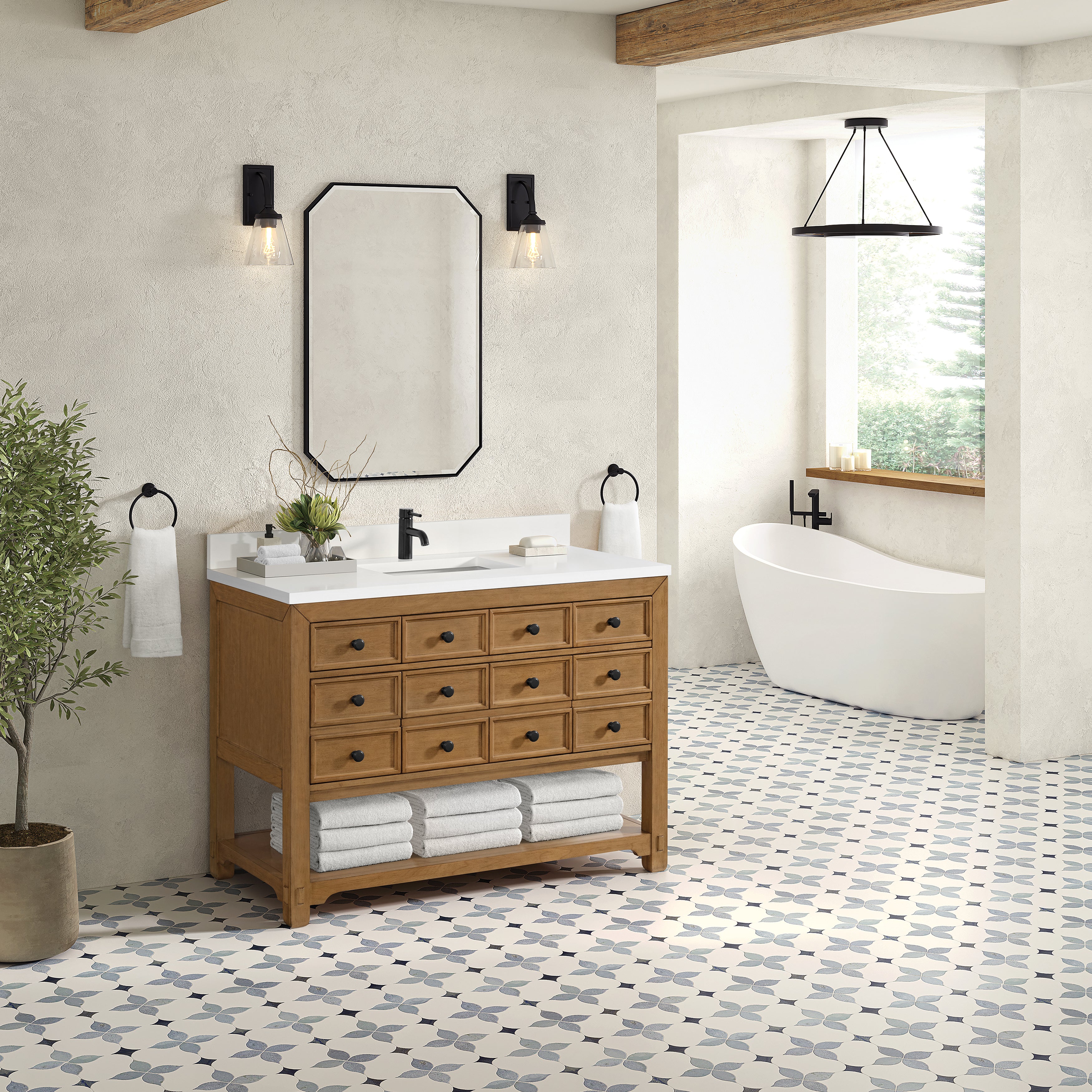James Martin Malibu 48" Single Vanity in Amber Birch with 3cm Countertop