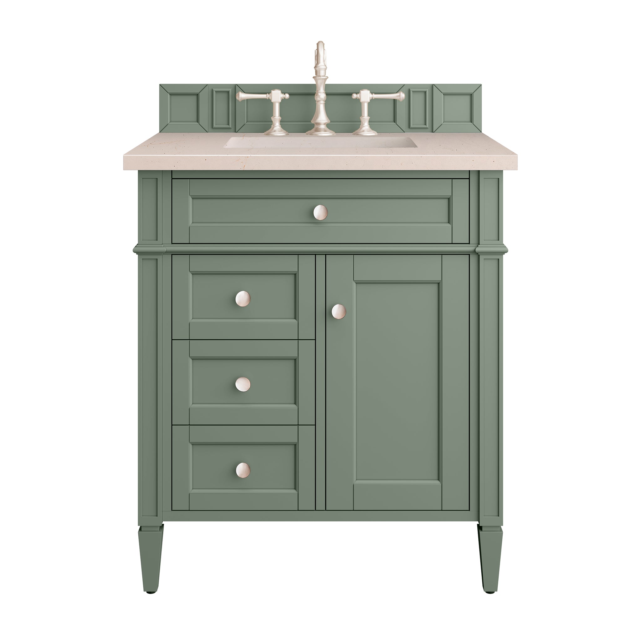James Martin Brittany 30" Single Vanity in Smokey Celadon with 3cm Countertop