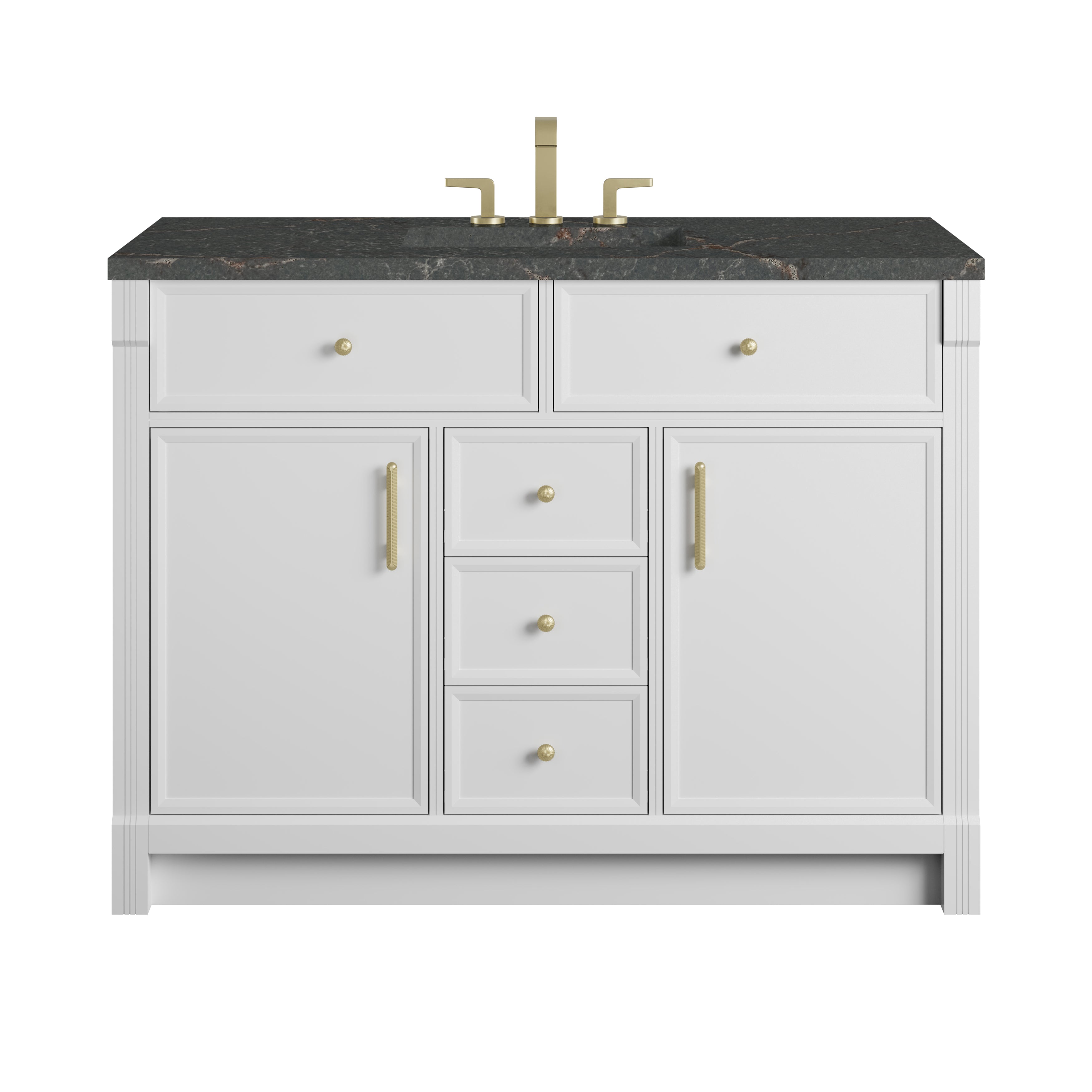 James Martin Bellshire 48" Single Vanity in Bright White with 3cm Countertop