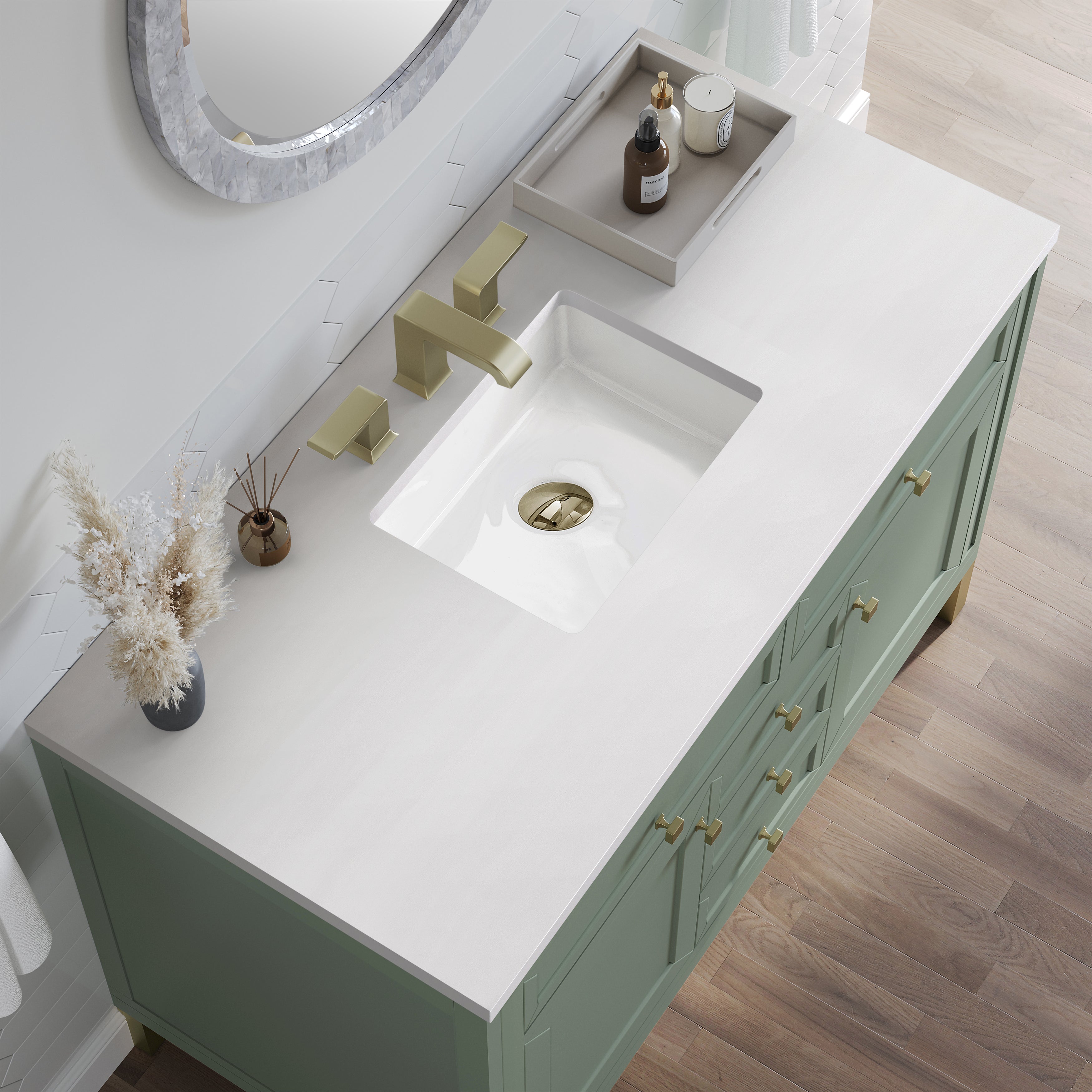 James Martin Chicago 48" Single Vanity in Smokey Celadon with 3cm Countertop