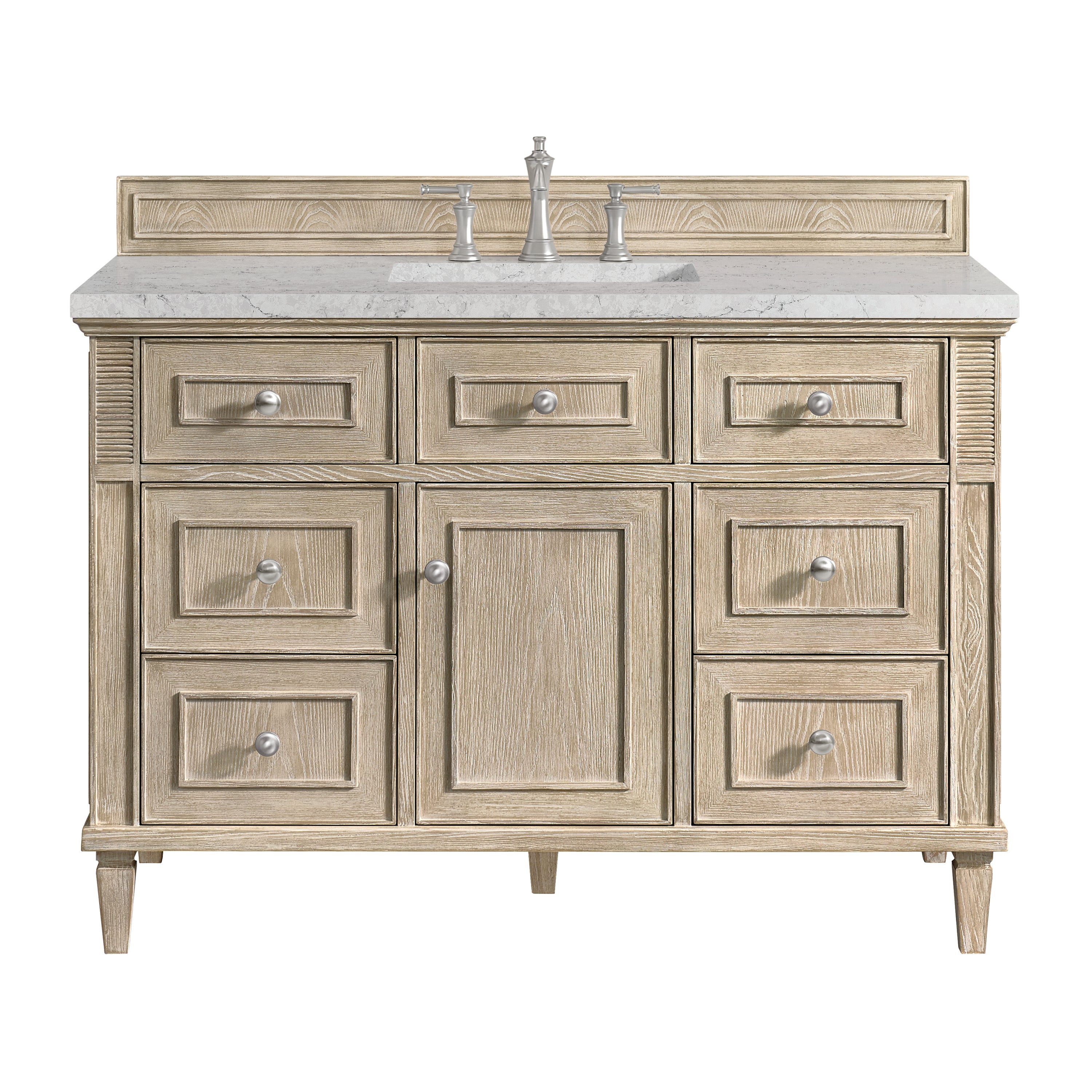 James Martin Lorelai 48" Single Vanity in Whitewashed Oak with 3cm Countertop and FreePower Wireless Charger