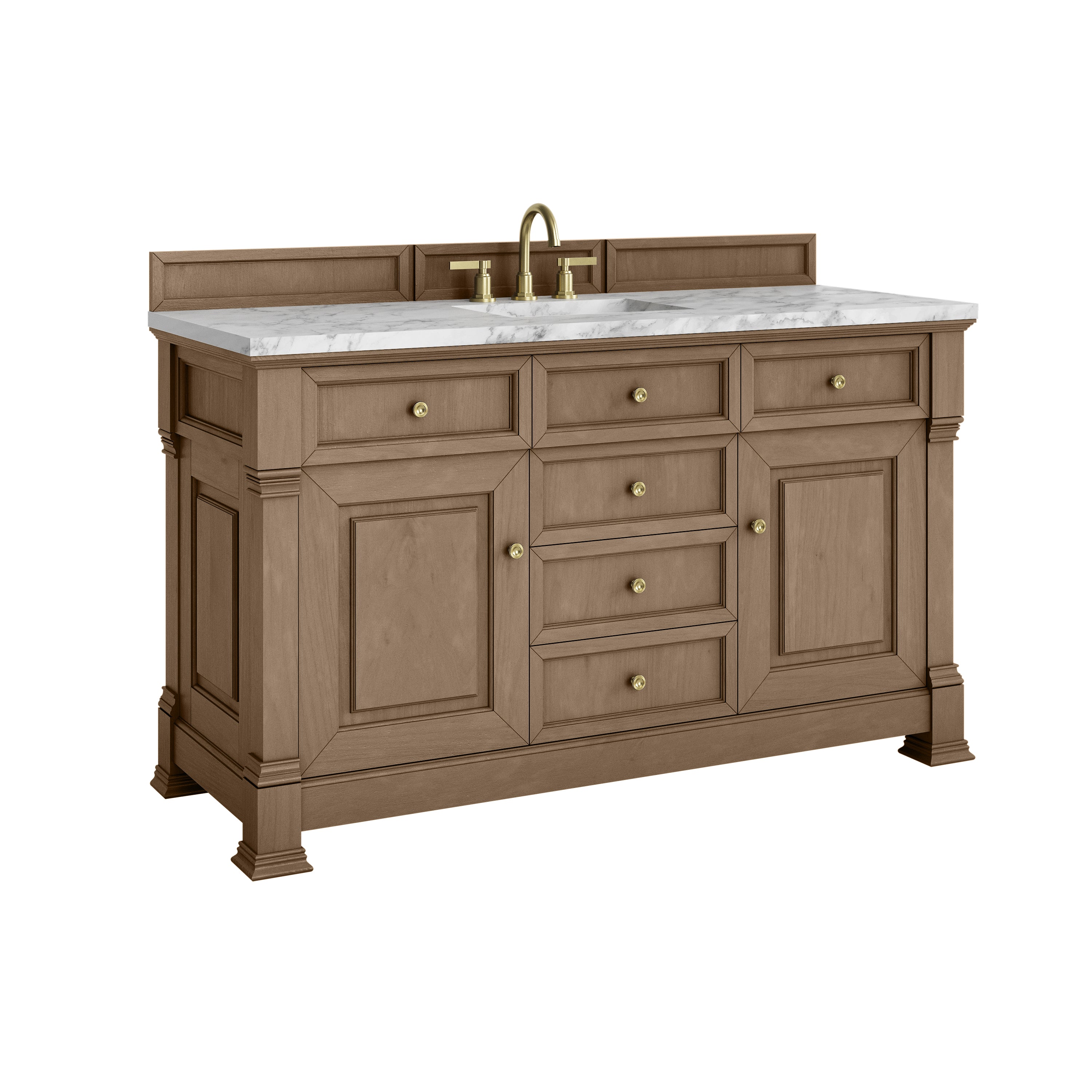 James Martin Brookfield 60" Single Vanity in Pecan with 3cm Countertop