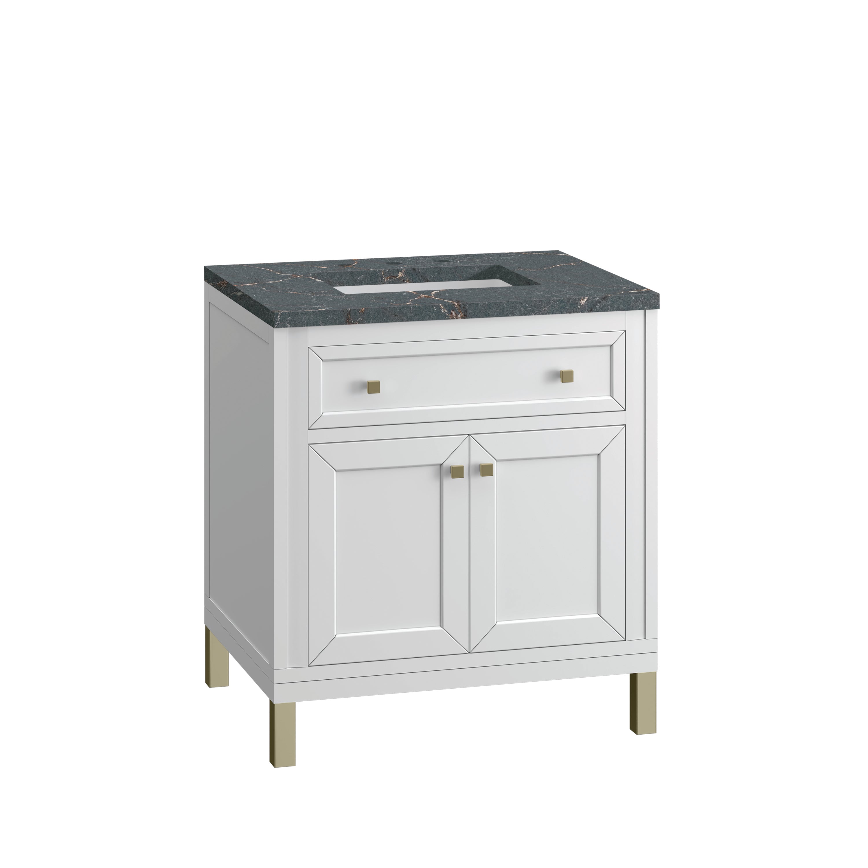 James Martin Chicago 30" Single Vanity in Glossy White with 3cm Countertop