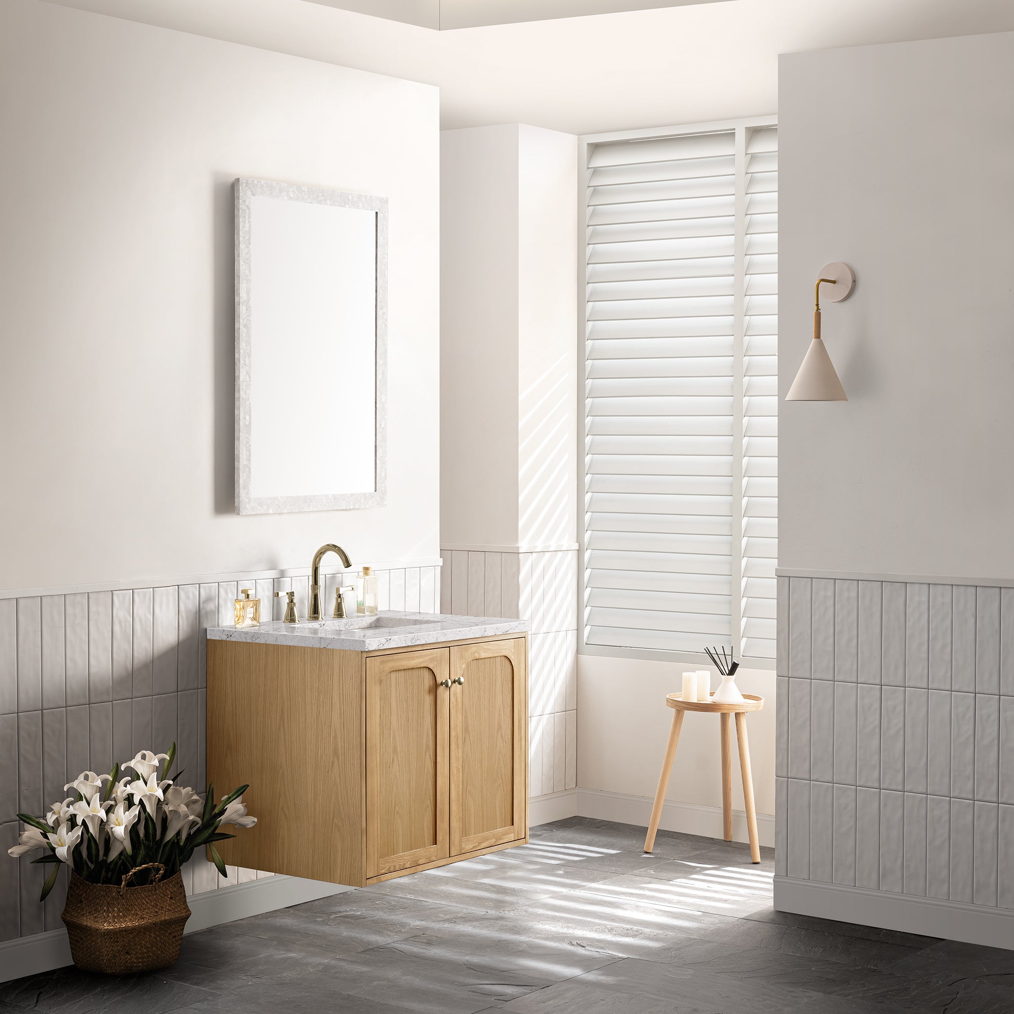James Martin Laurent 30" Single Vanity in Light Natural Oak with 3cm Countertop