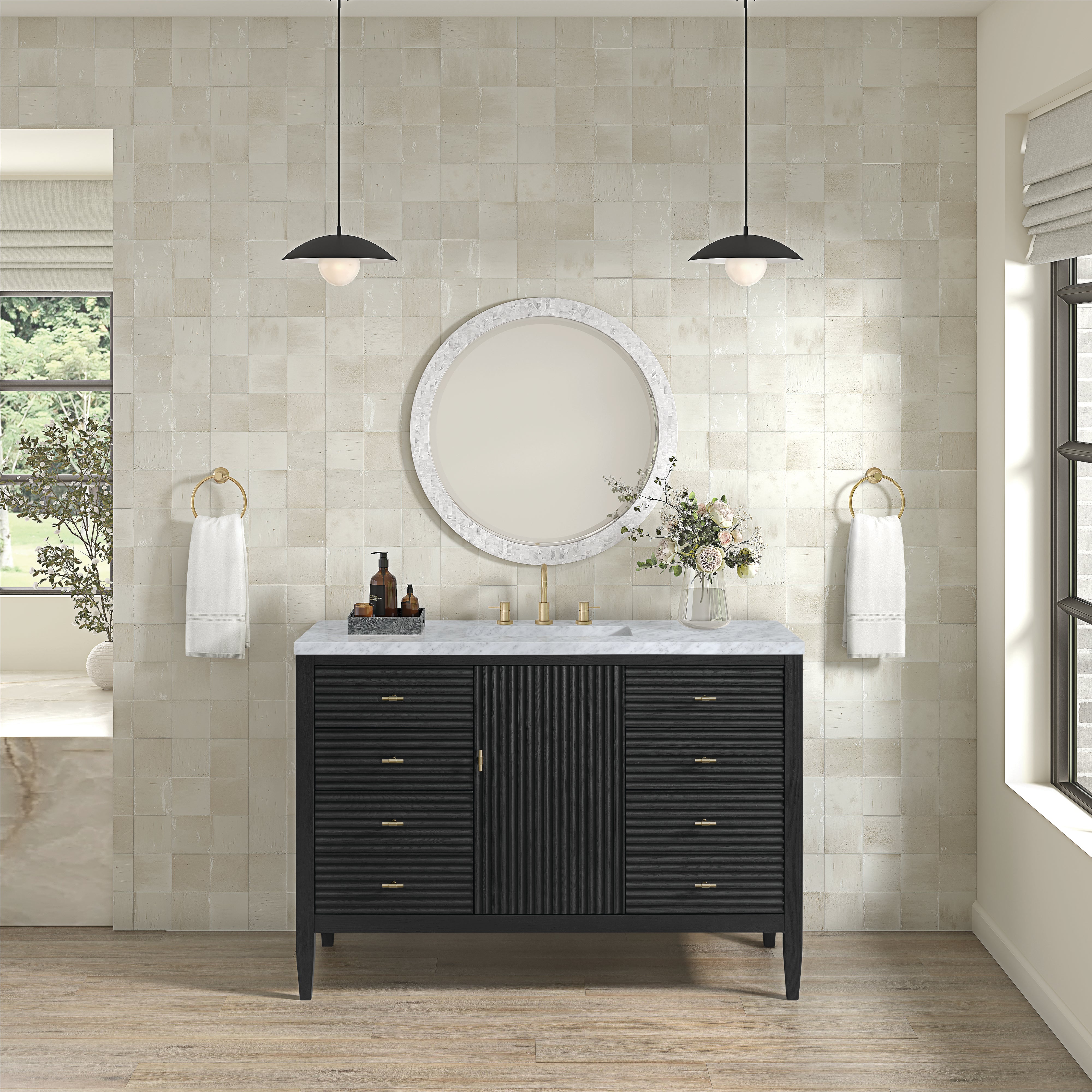 James Martin Myrrin 48" Single Vanity in Carbon Oak with 3cm Countertop