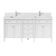 James Martin Brittany 72" Double Vanity in Bright White with 3cm Countertop