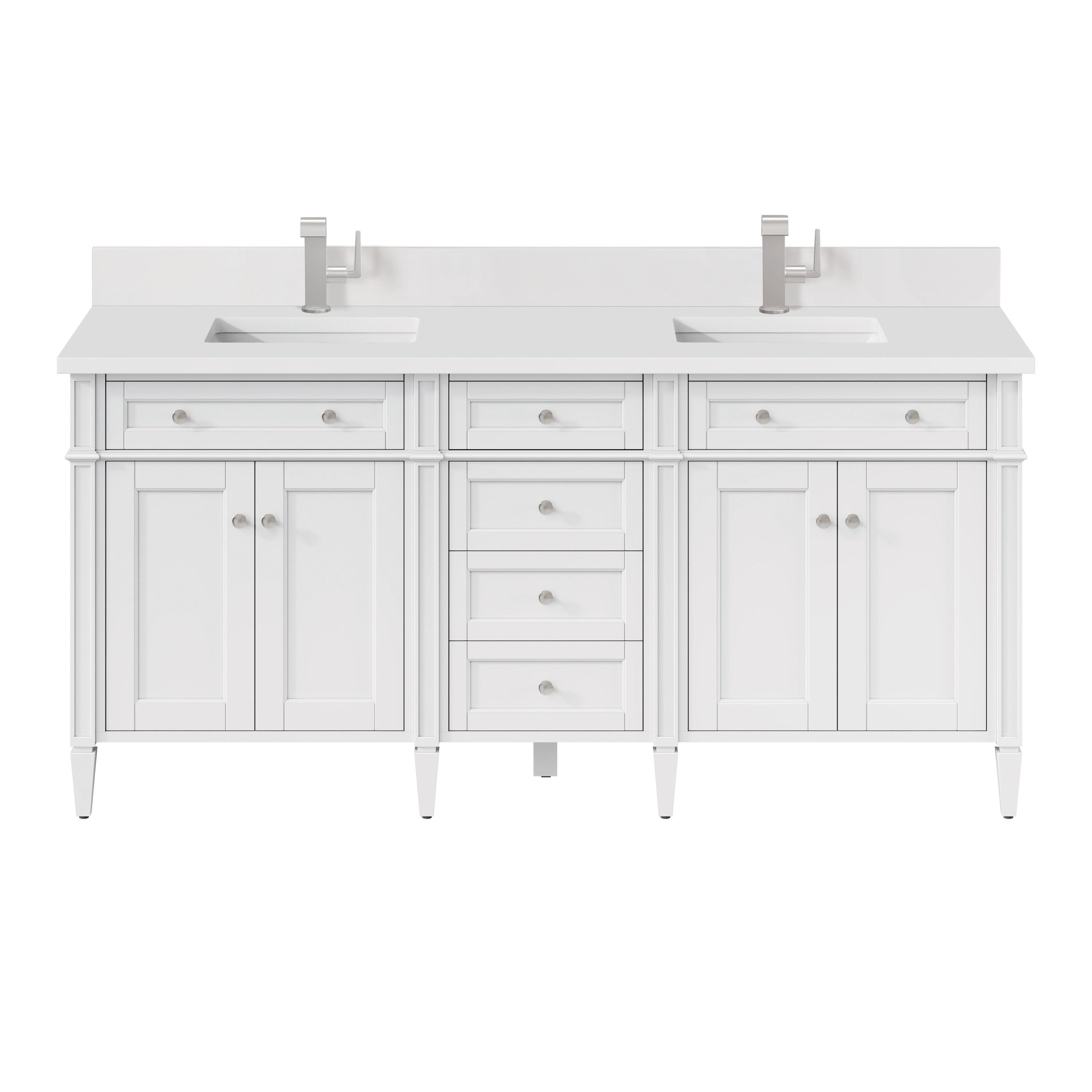 James Martin Brittany 72" Double Vanity in Bright White with 3cm Countertop