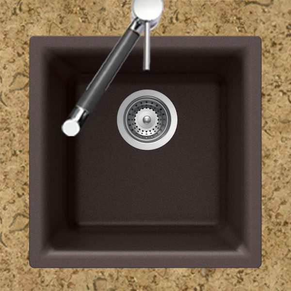 Houzer Quartztone 16" Granite Composite Dual Mount Single Bowl Bar Sink