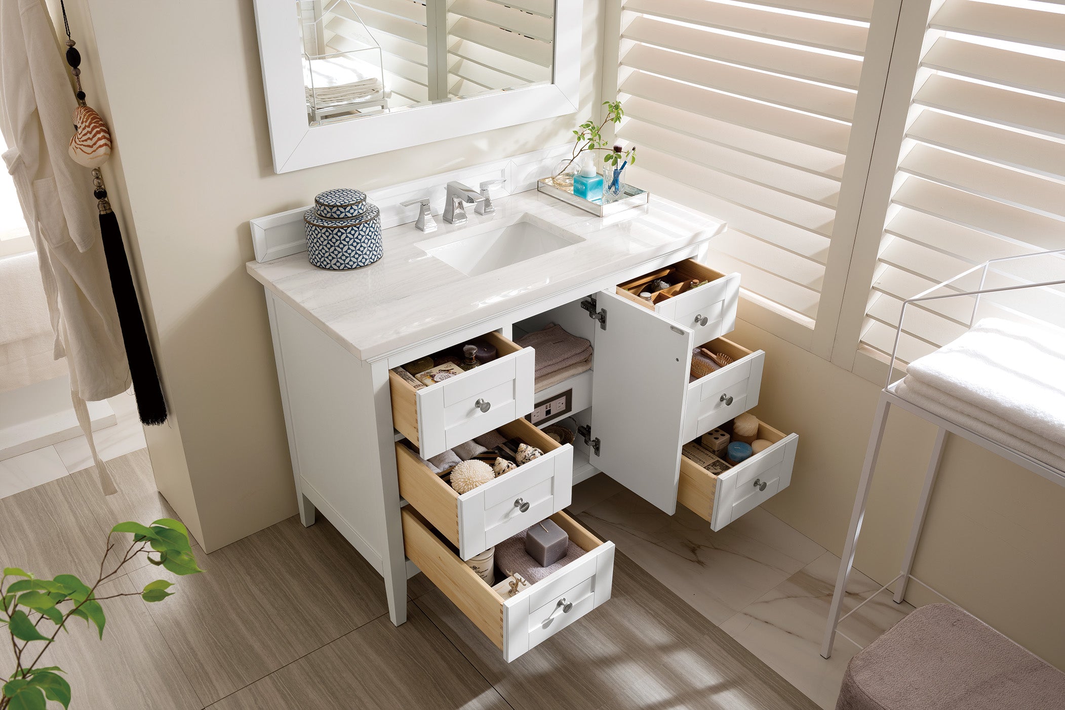 James Martin Palisades 48" Single Vanity in Bright White with 3cm Countertop