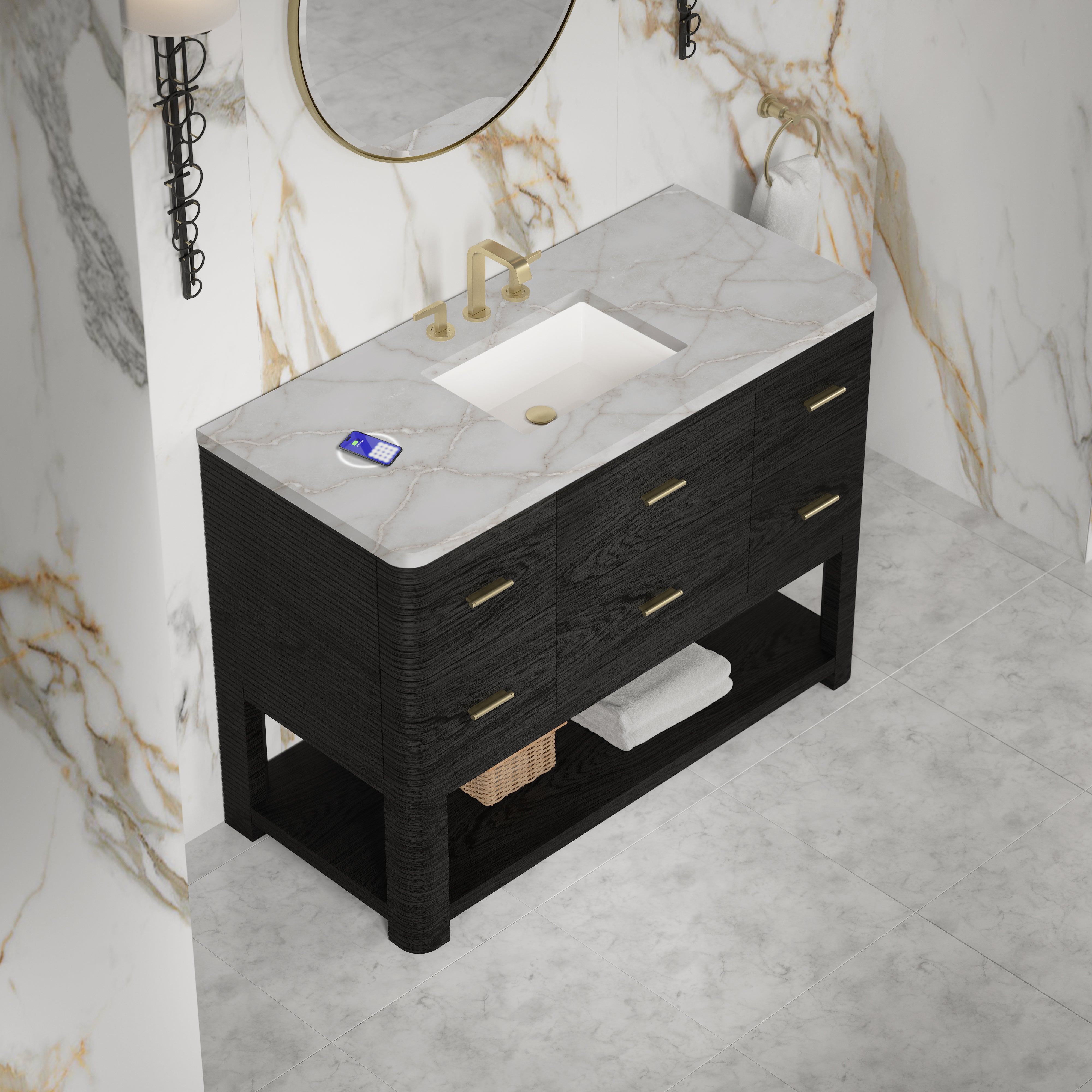 James Martin Lucian 48" Single Vanity in Carbon Oak with 3cm Countertop