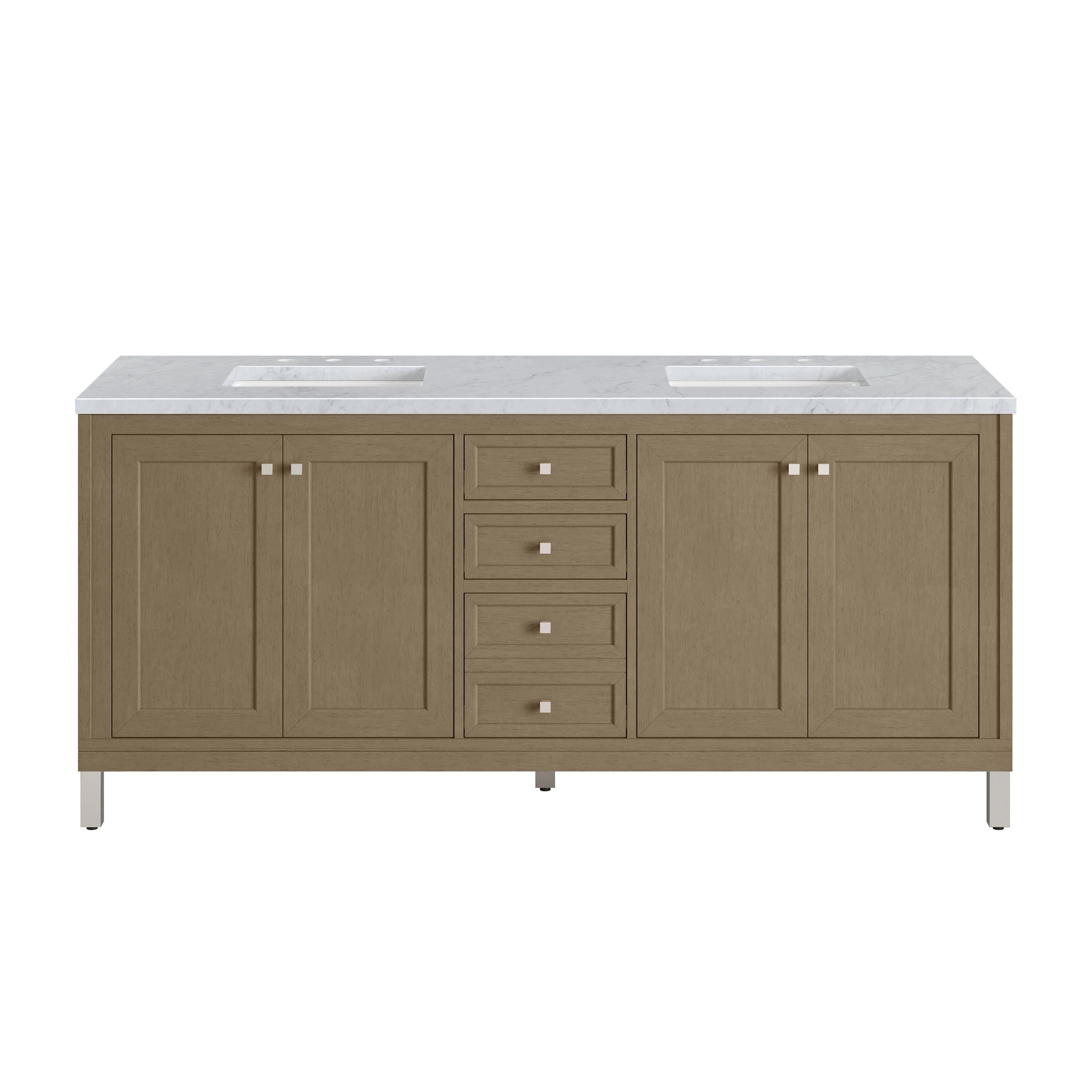 James Martin Chicago 72" Double Vanity in Walnut Whisper with 3cm Countertop