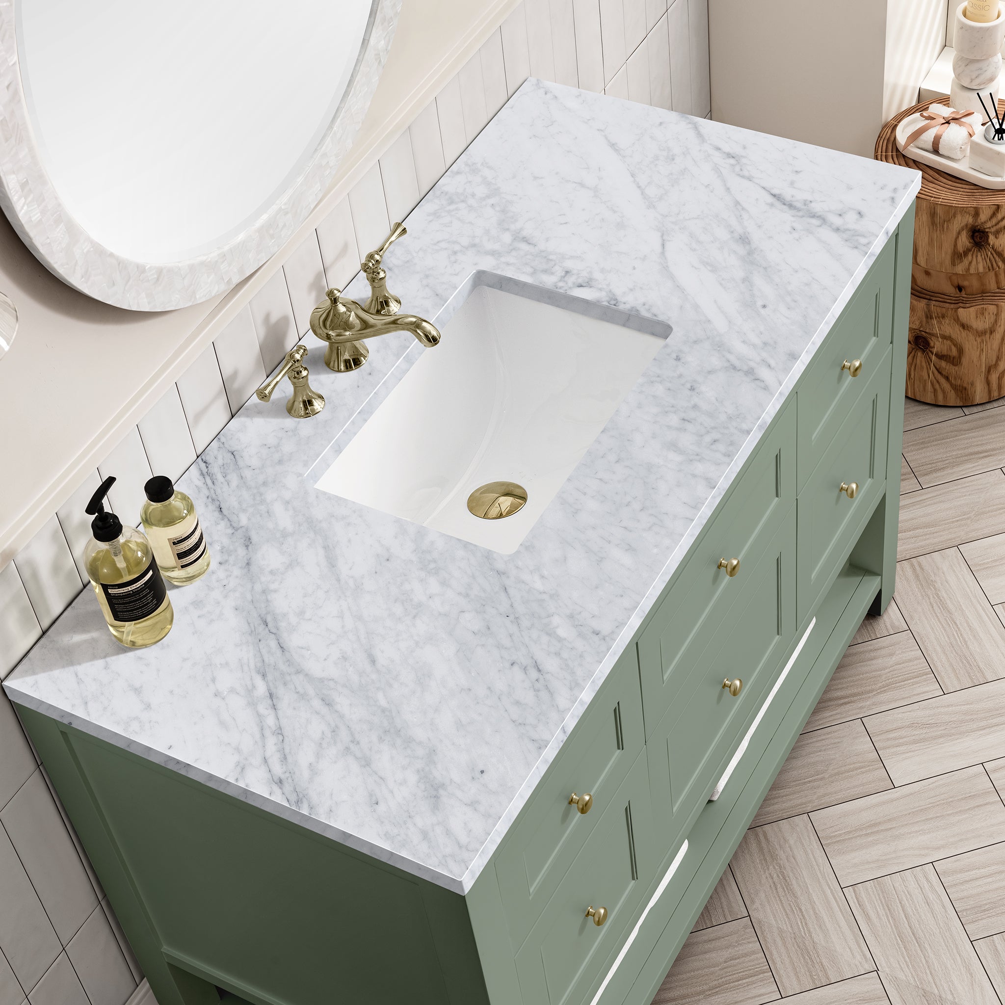 James Martin Breckenridge 48" Single Vanity in Smokey Celadon with 3cm Countertop