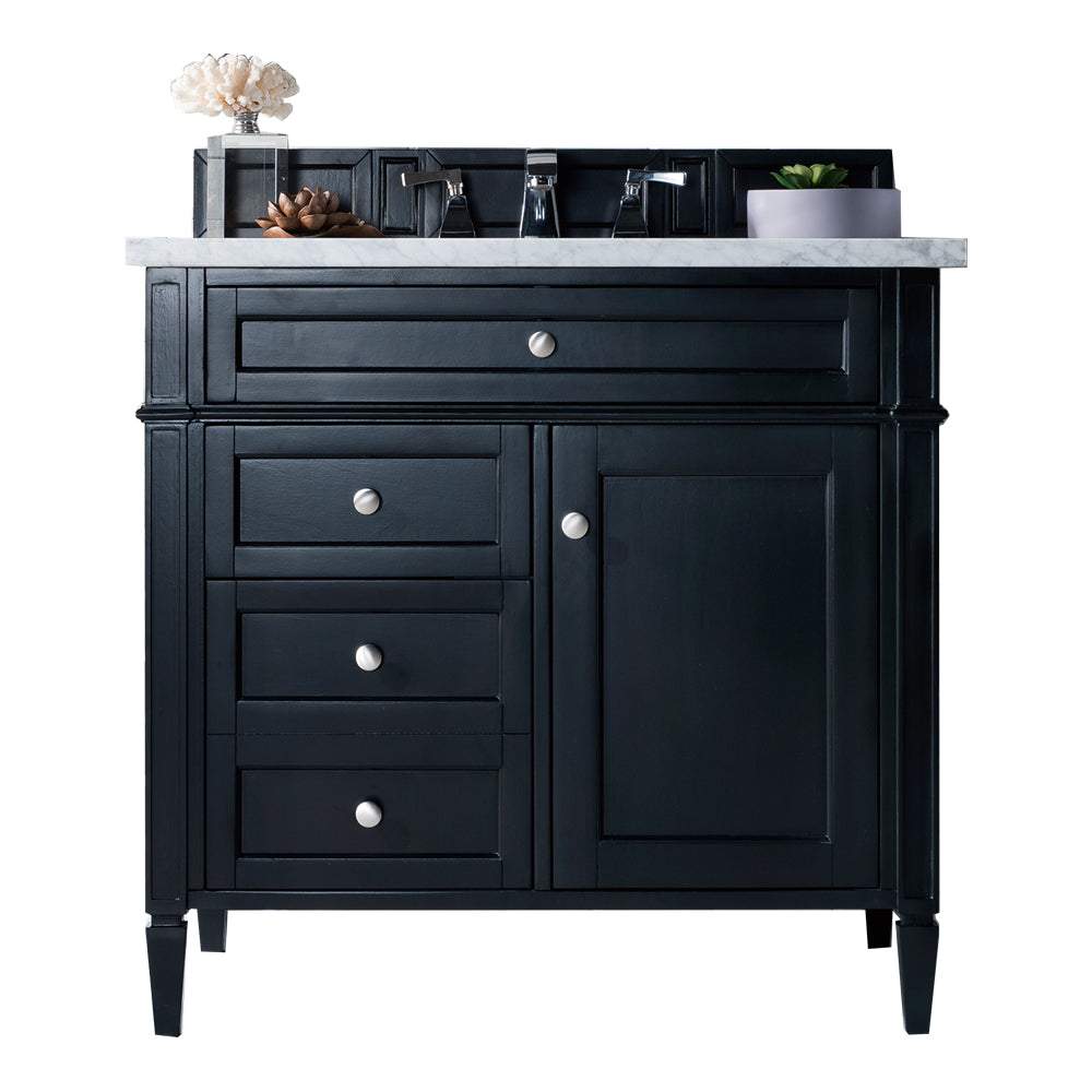 James Martin Brittany 36" Single Vanity in Black Onyx with 3cm Countertop