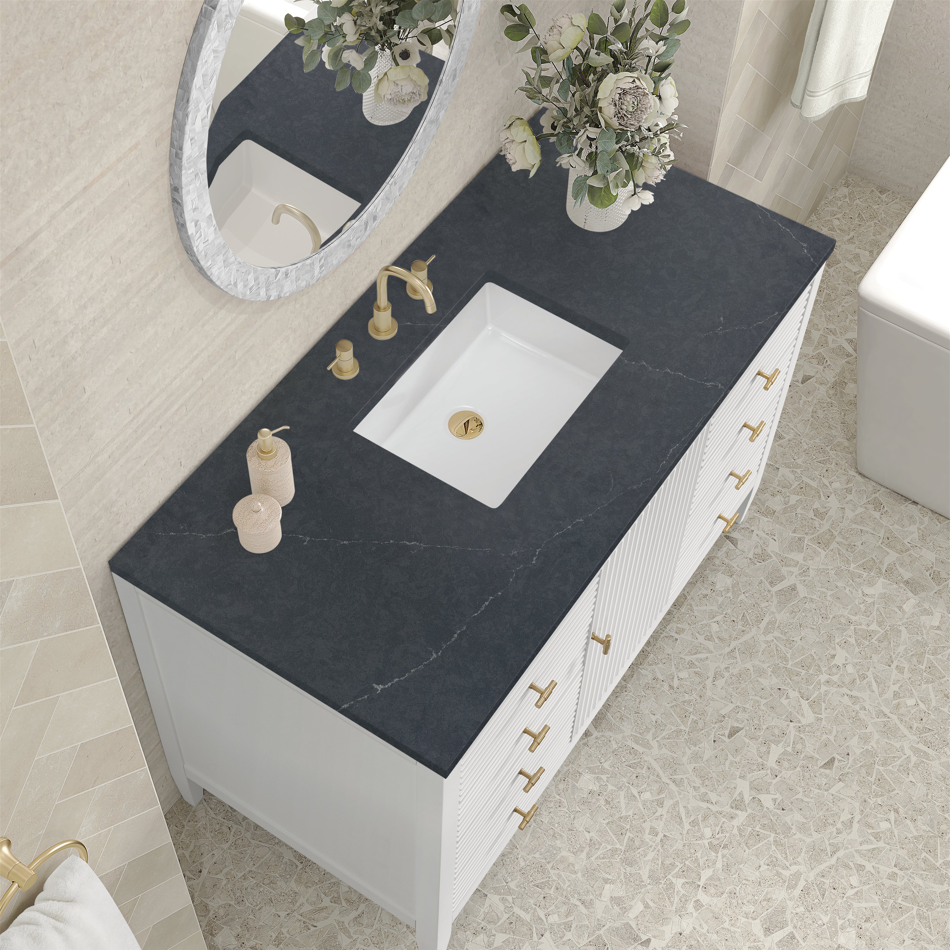 James Martin Myrrin 48" Single Vanity in Bright White with 3cm Countertop