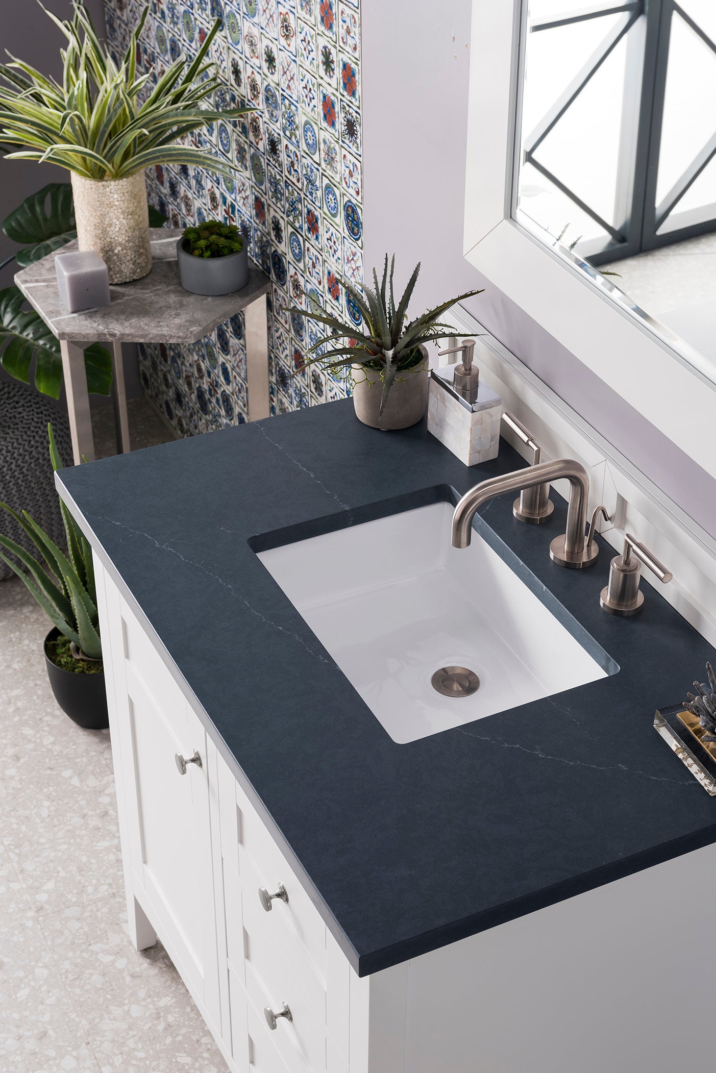 James Martin Palisades 36" Single Vanity in Bright White with 3cm Countertop