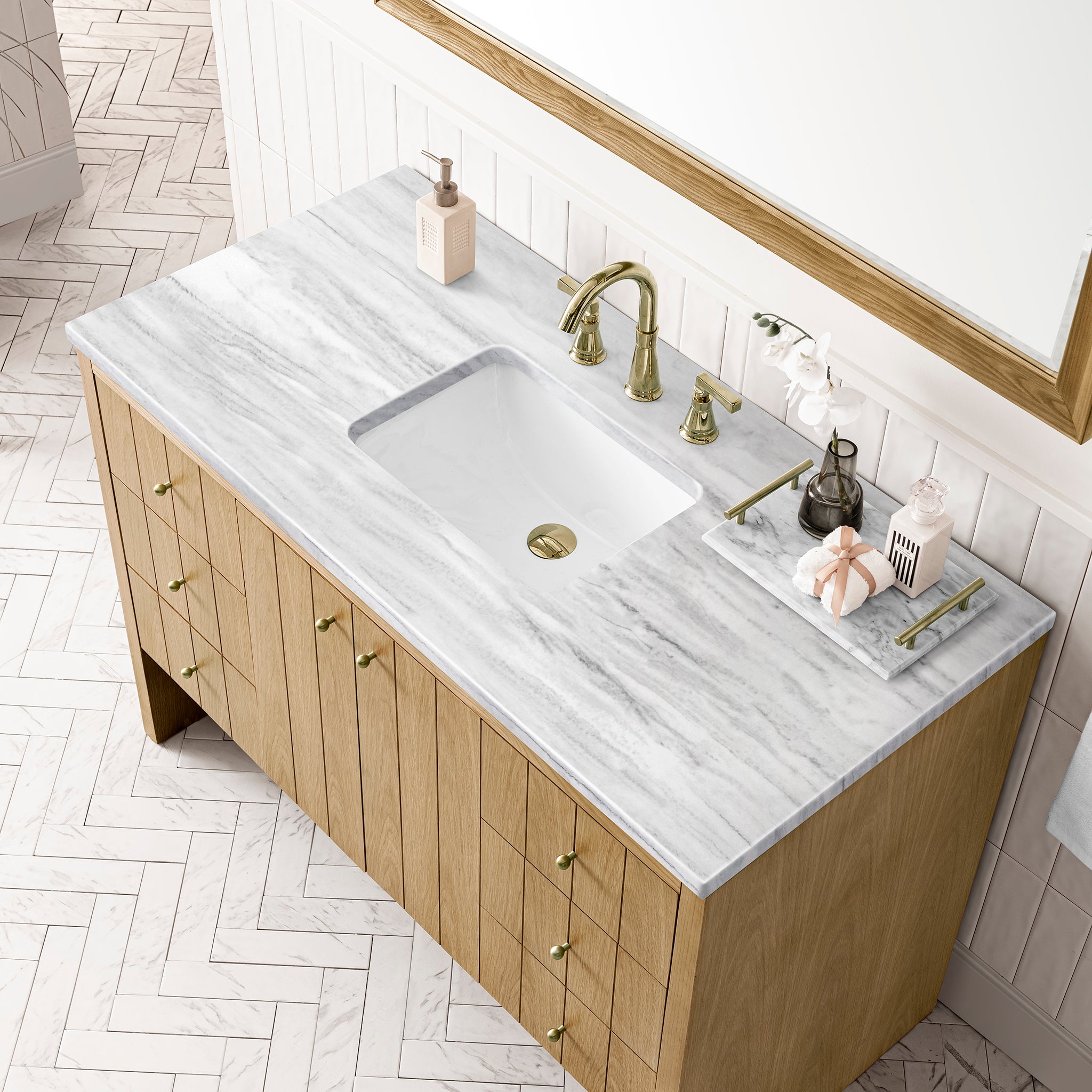 James Martin Hudson 48" Single Vanity in Light Natural Oak with 3cm Countertop