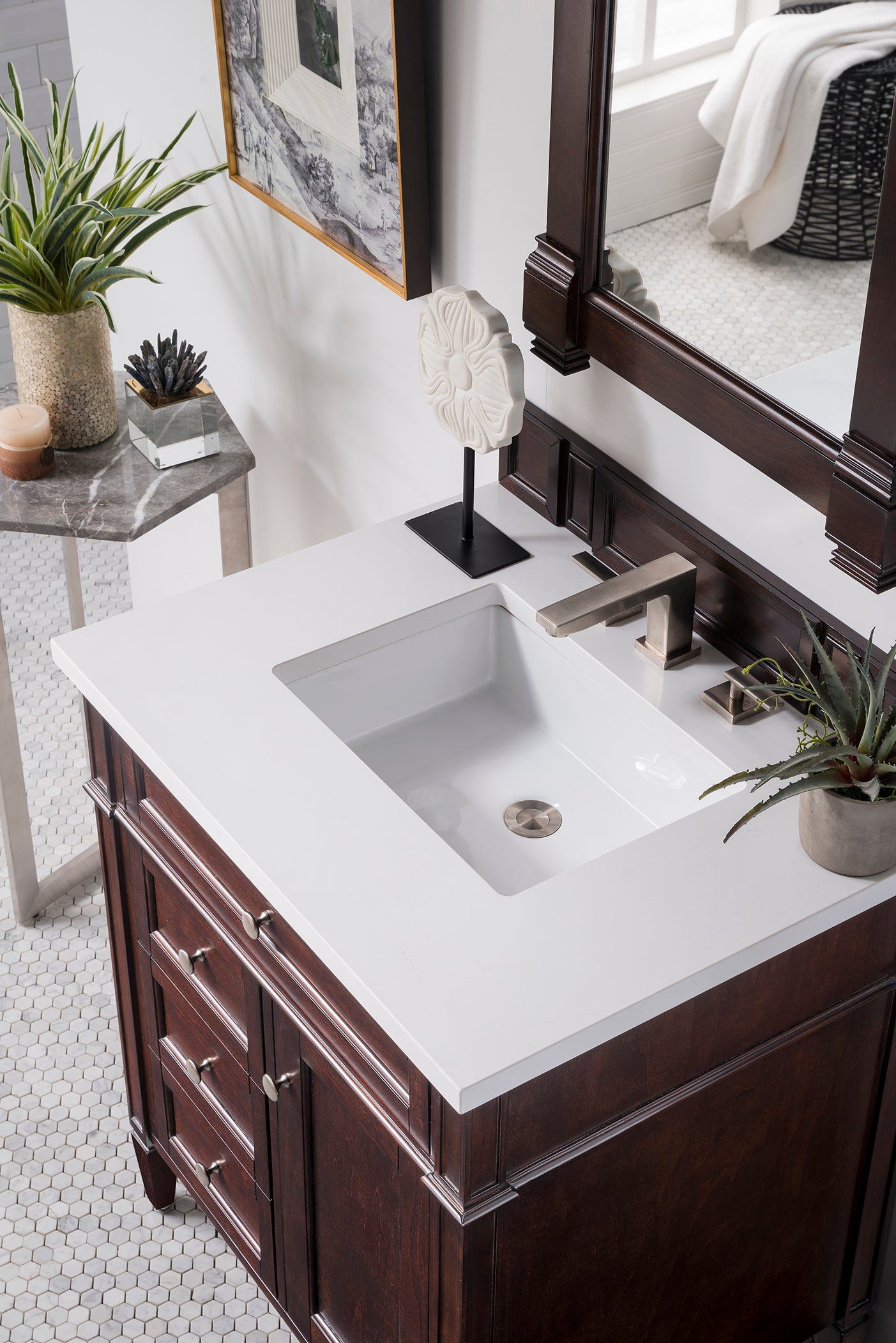 James Martin Brittany 30" Single Vanity in Burnished Mahogany with 3cm Countertop